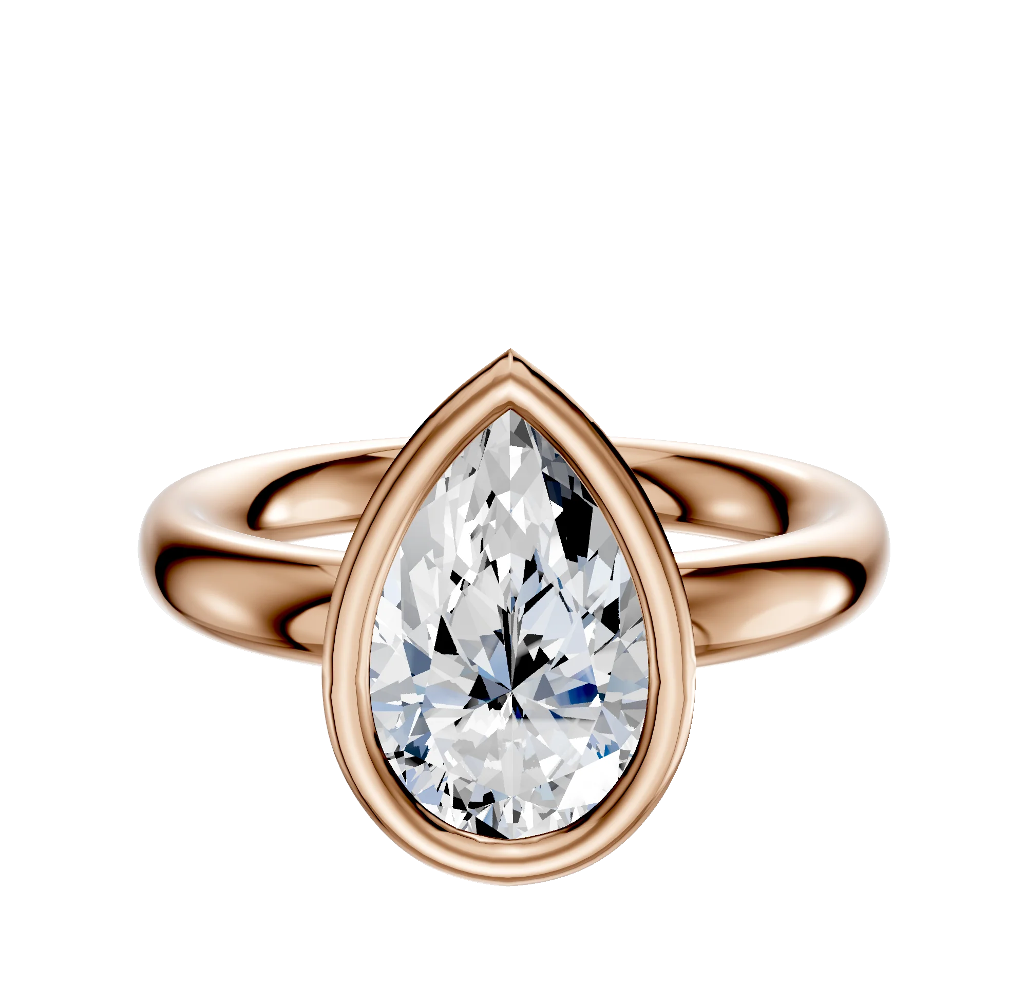 18K Rose Gold Bezel Full Bezel North/South Classic Dome 3.0mm Engagement Ring