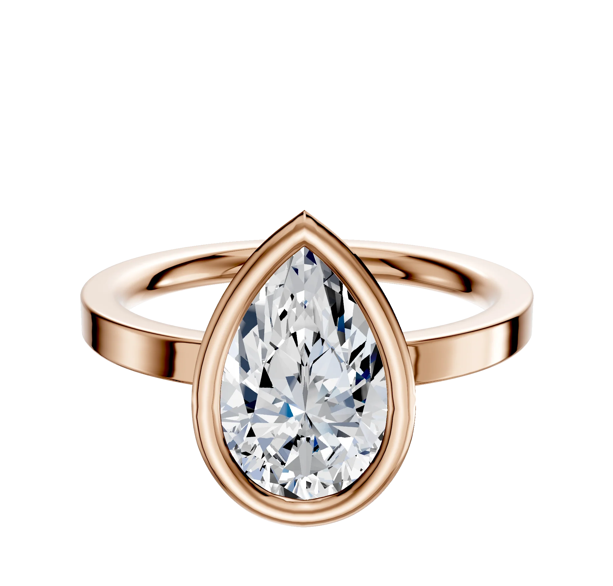 18K Rose Gold Bezel Full Bezel North/South Classic Flat 2.0mm Engagement Ring