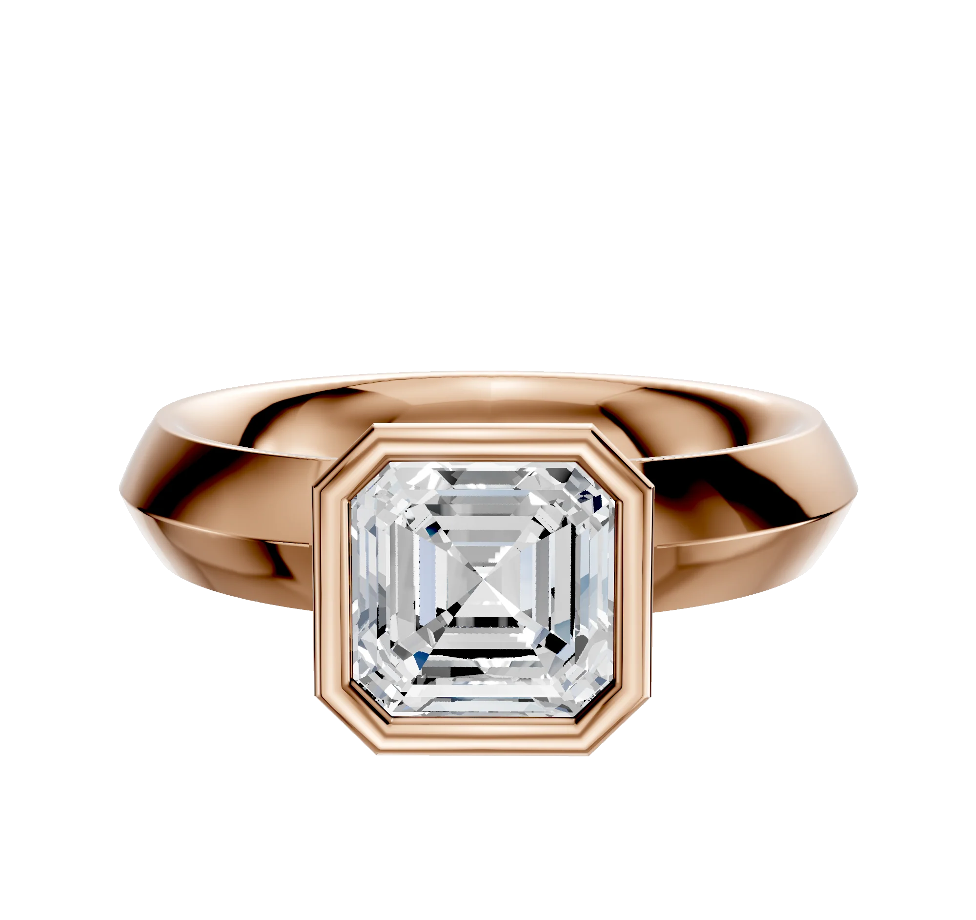 18K Rose Gold Bezel Full Bezel North/South Classic Knife Edge 4.0mm Engagement Ring