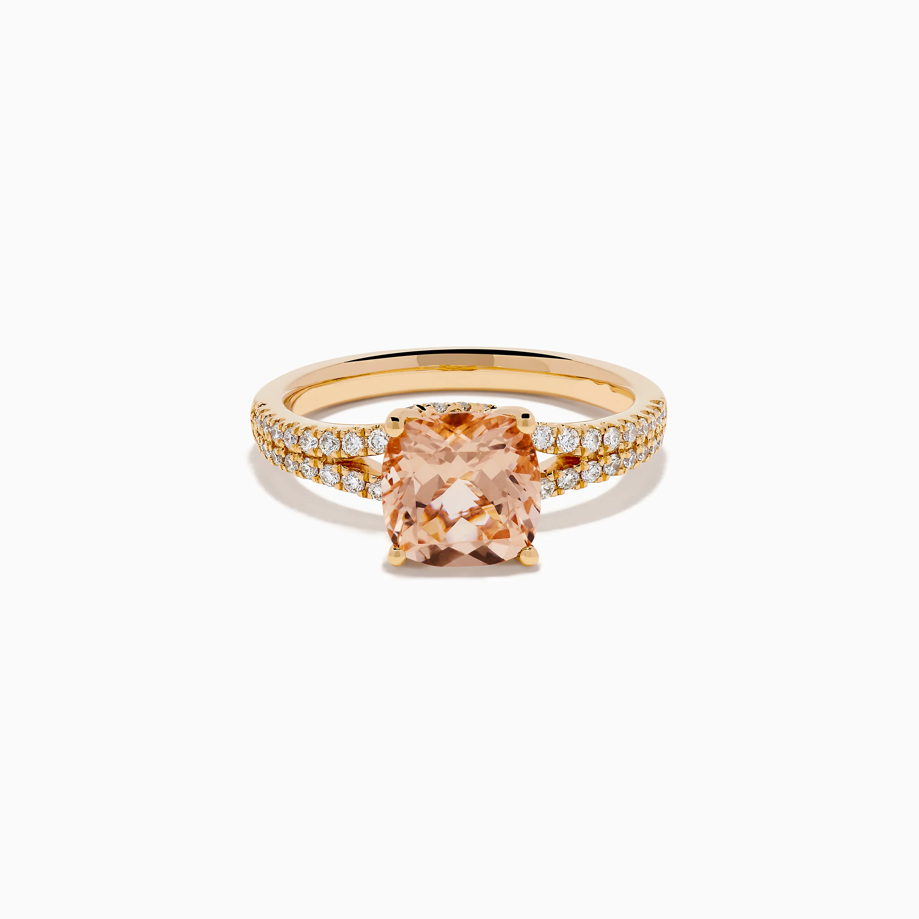 18K Rose Gold Morganite and Diamond Split Band Solitaire Ring