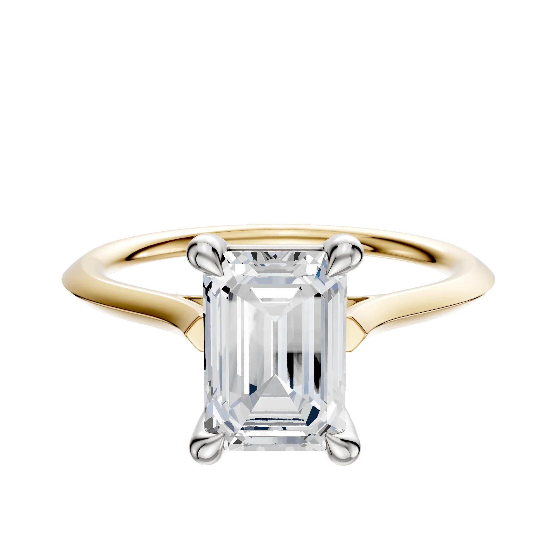 18K Two Tone 4 Prong Basket Cathedral Knife Edge 1.5mm Engagement Ring
