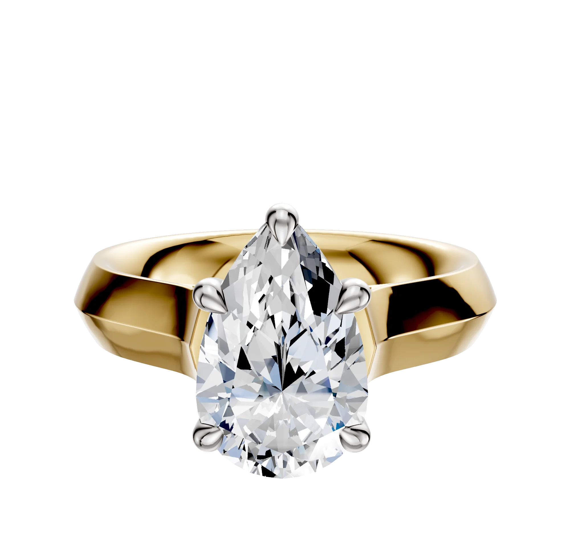 18K Two Tone 4 Prong Basket Cathedral Knife Edge 4.0mm Engagement Ring