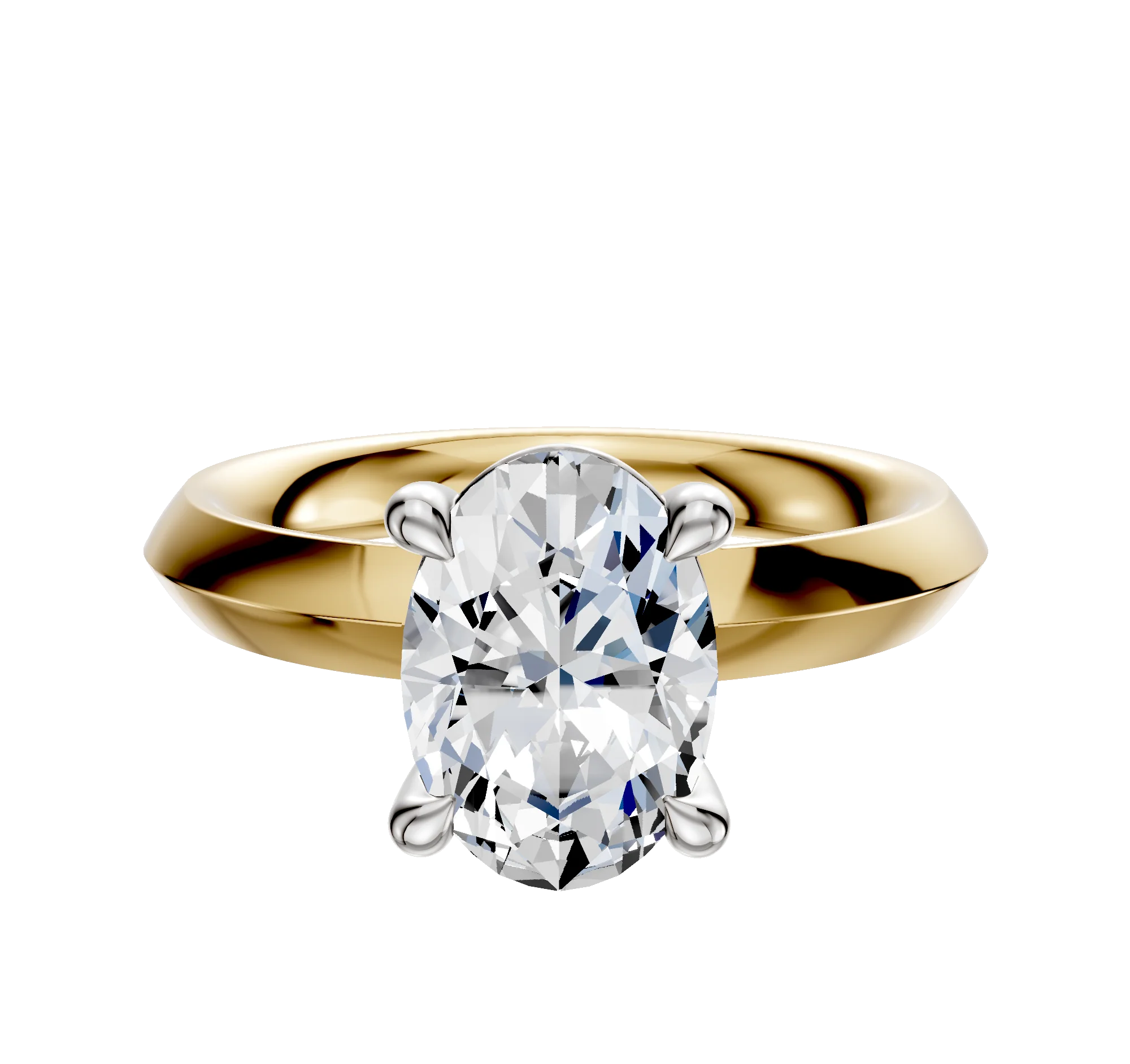 18K Two Tone 4 Prong Basket Classic Knife Edge 3.0mm Engagement Ring