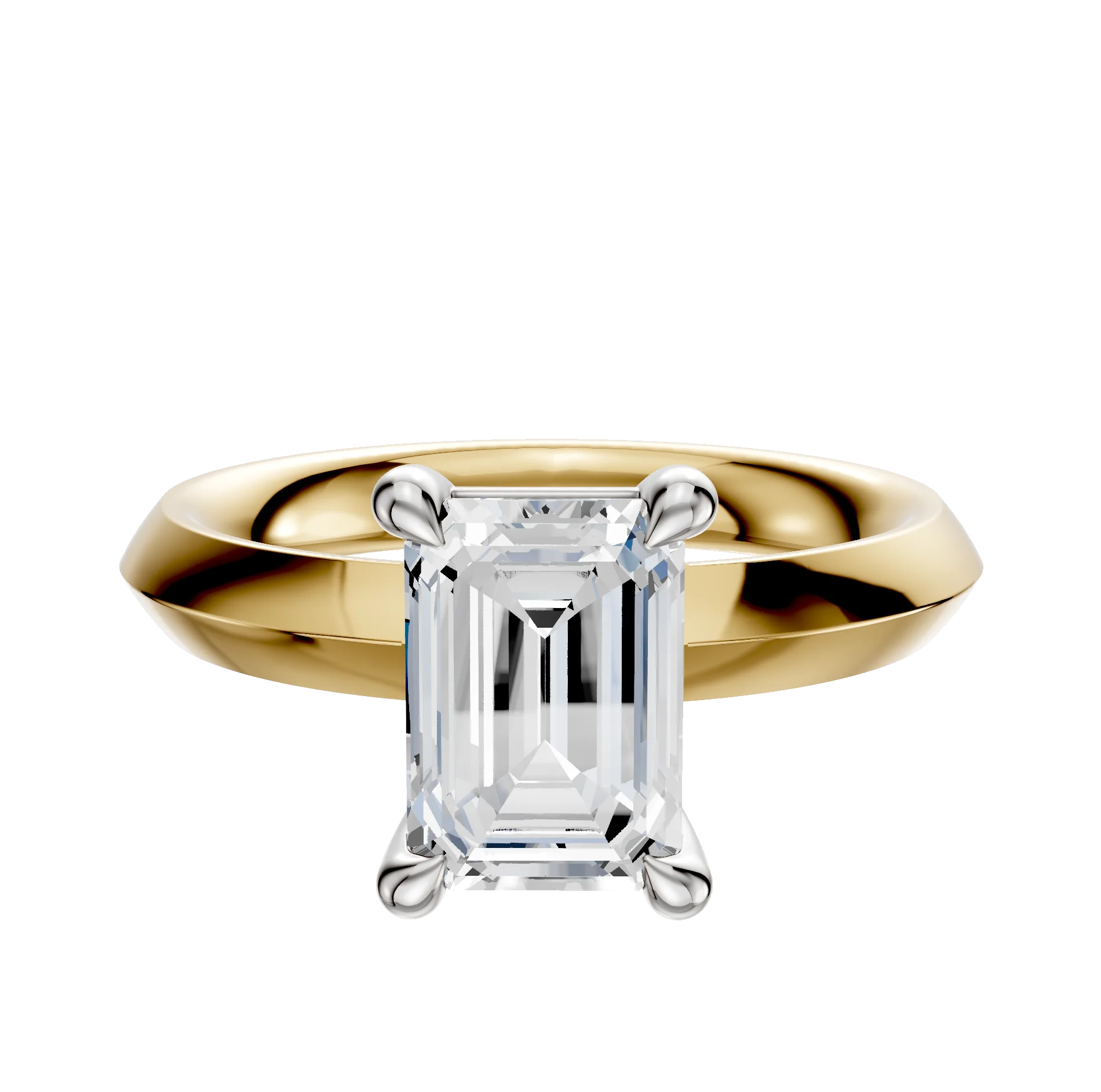 18K Two Tone 4 Prong Basket Classic Knife Edge 3.0mm Engagement Ring