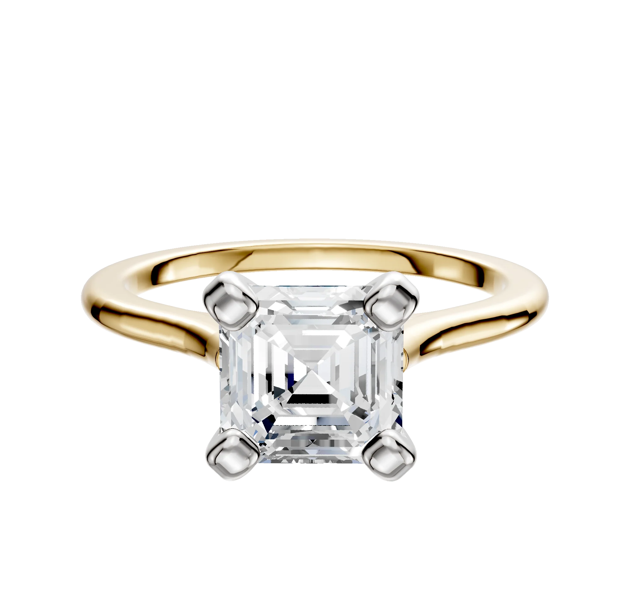 18K Two Tone 4 Prong Cathedral Dome 1.5mm Engagement Ring