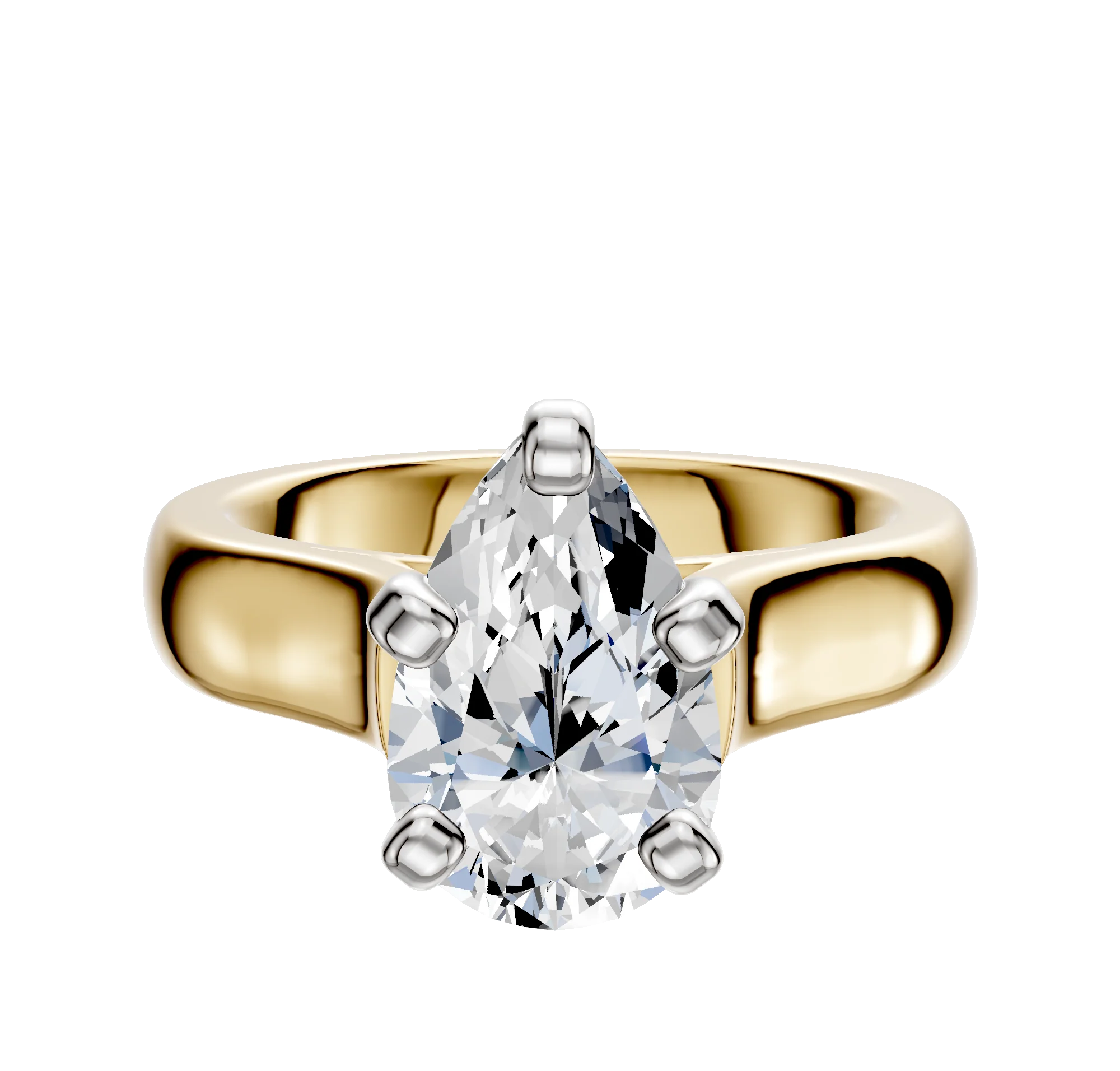 18K Two Tone 4 Prong Cathedral Dome 4.0mm Engagement Ring