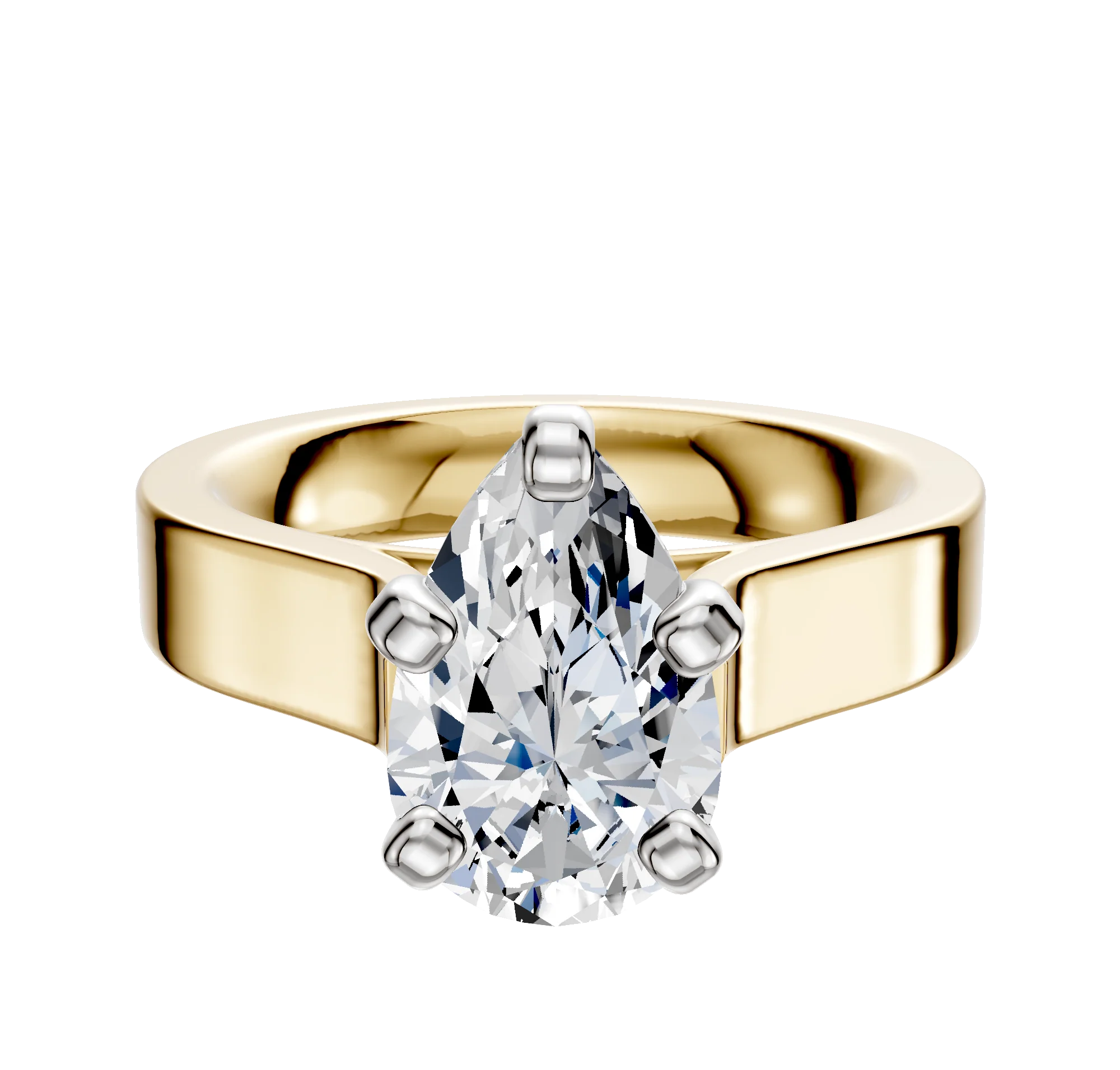 18K Two Tone 4 Prong Cathedral Flat 4.0mm Engagement Ring
