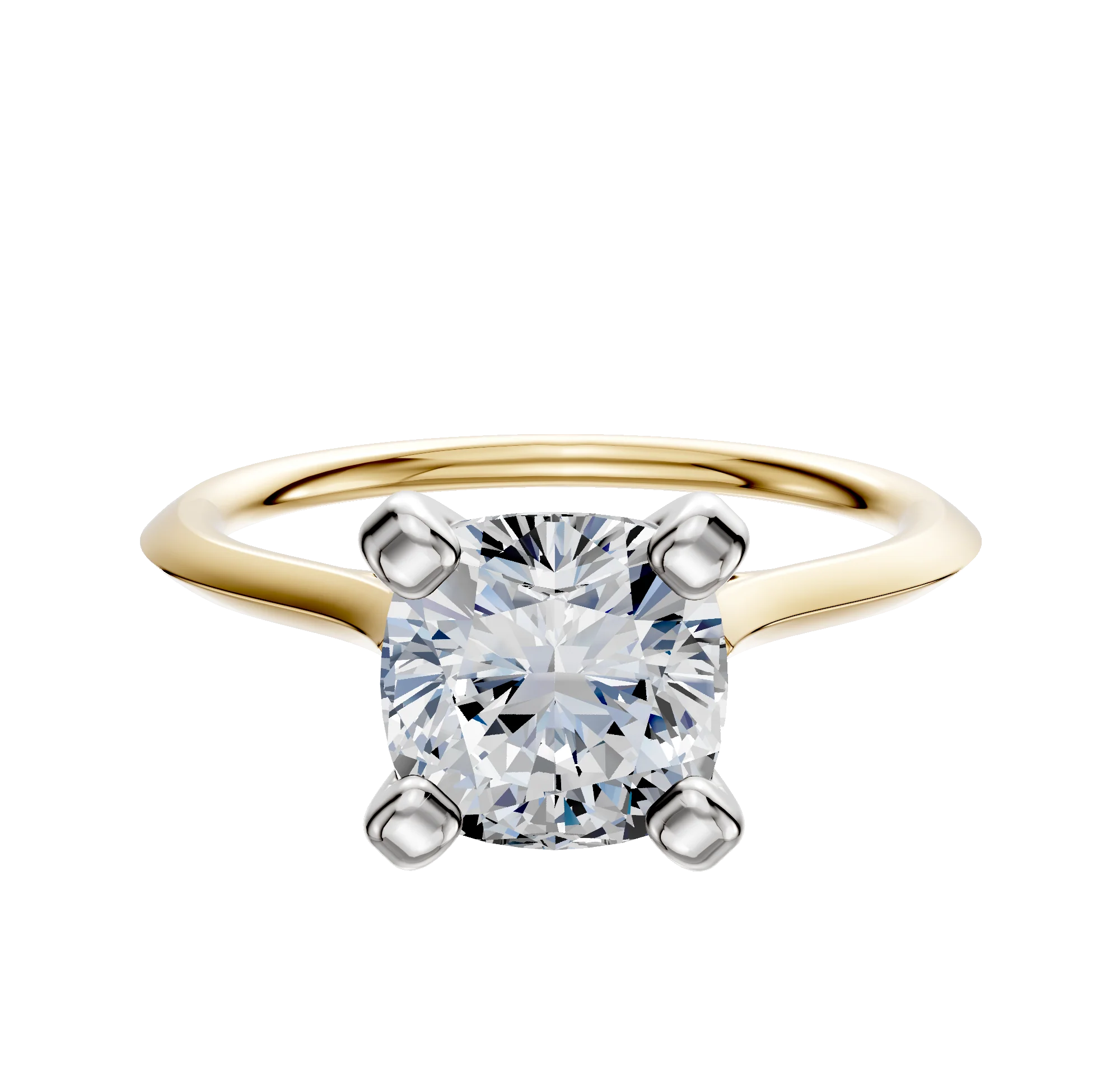 18K Two Tone 4 Prong Cathedral Knife Edge 1.5mm Engagement Ring