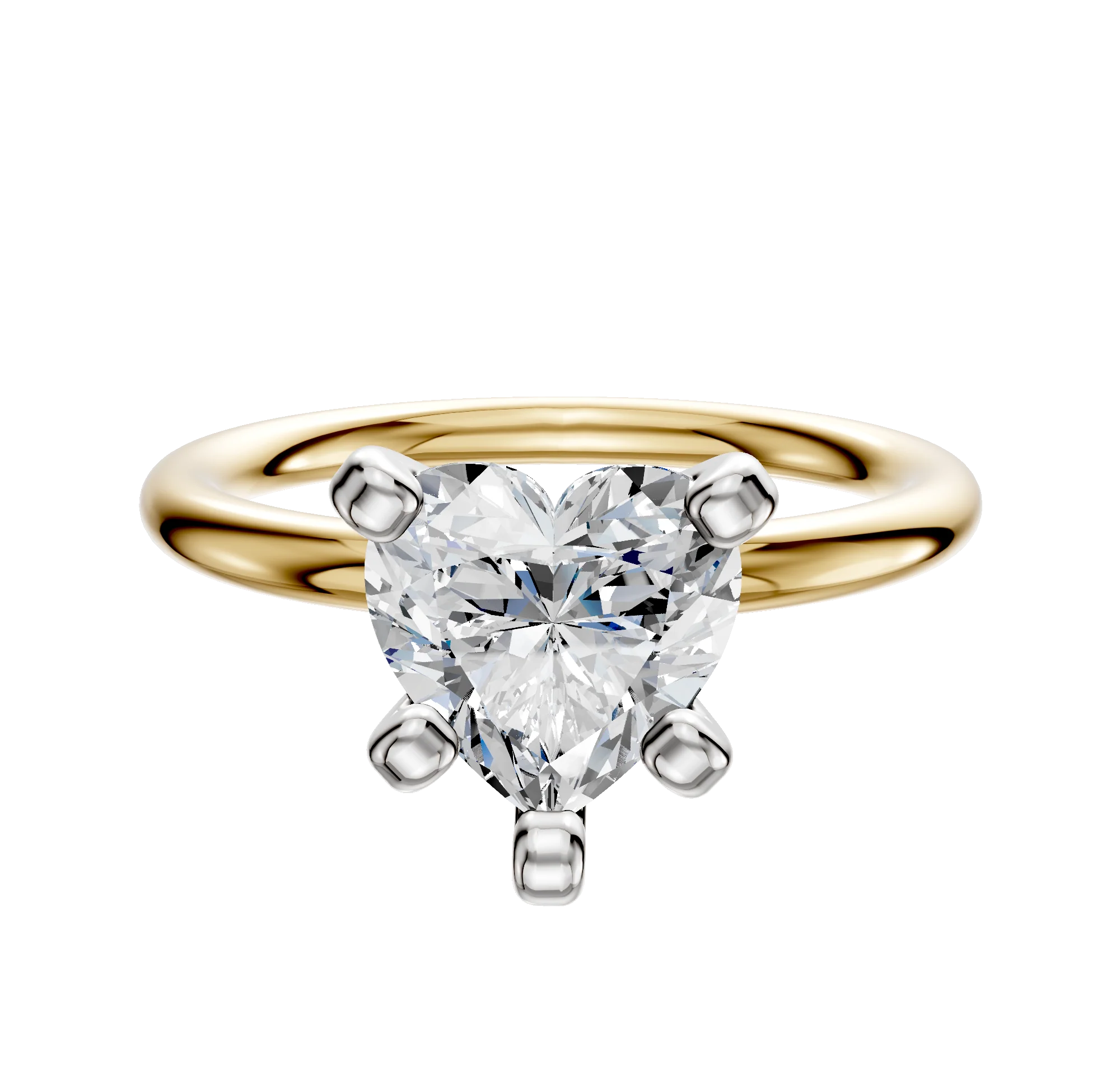 18K Two Tone 4 Prong Classic Dome 2.0mm Engagement Ring