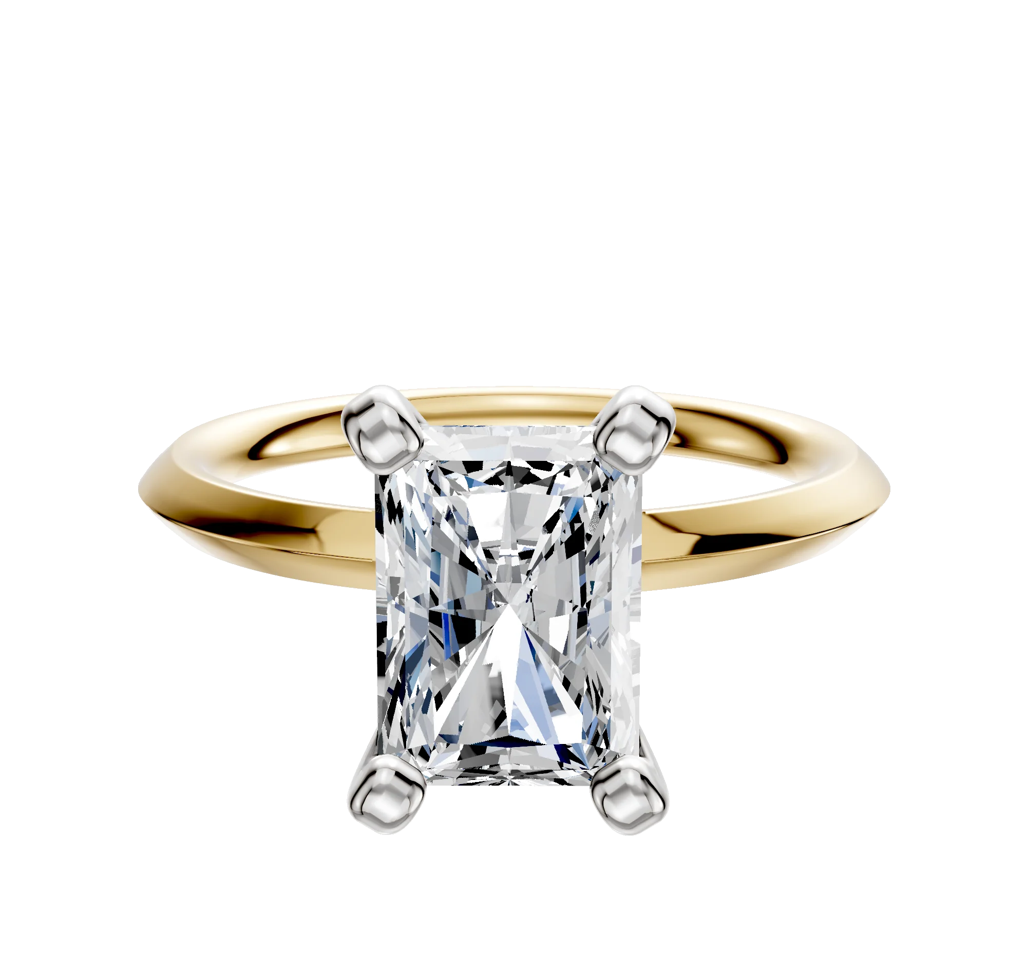 18K Two Tone 4 Prong Classic Knife Edge 2.0mm Engagement Ring