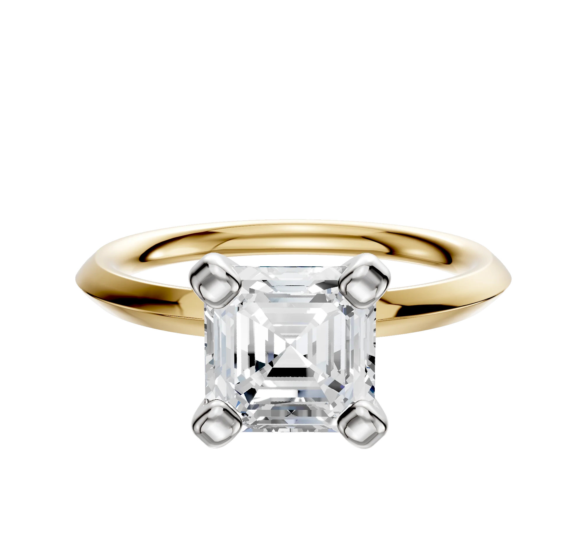 18K Two Tone 4 Prong Classic Knife Edge 2.0mm Engagement Ring