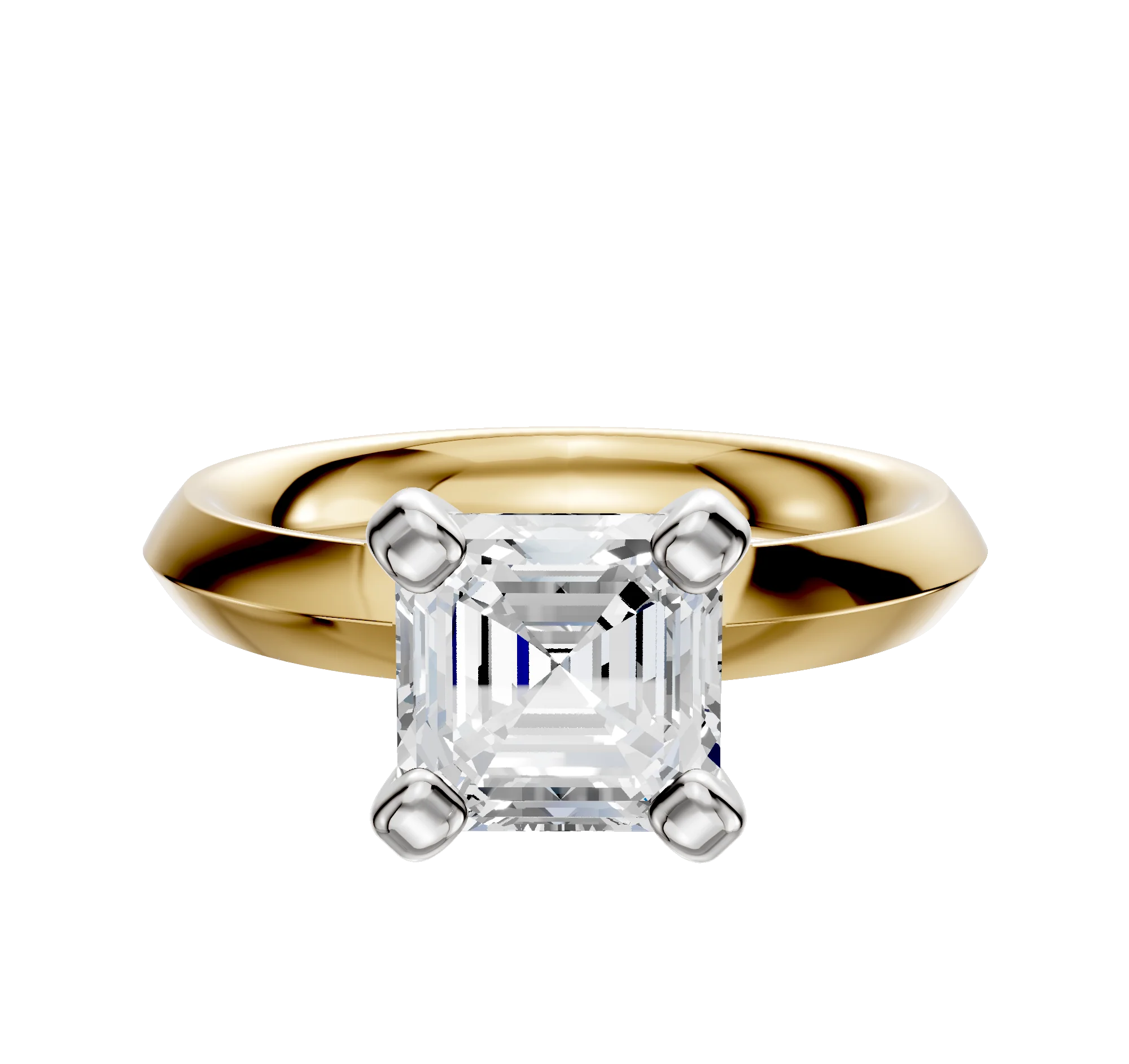 18K Two Tone 4 Prong Classic Knife Edge 3.0mm Engagement Ring