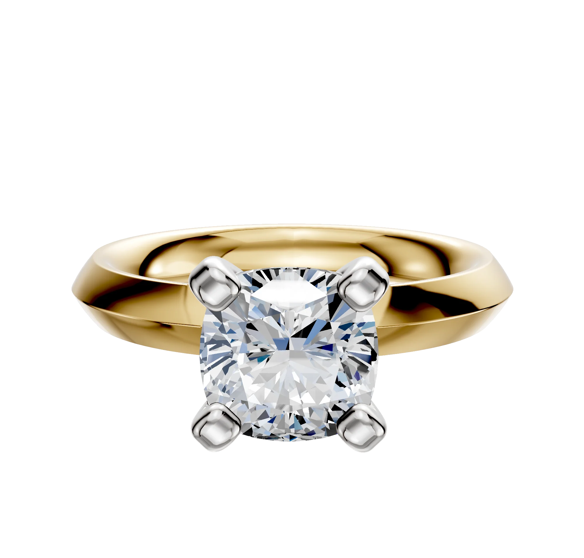 18K Two Tone 4 Prong Classic Knife Edge 3.0mm Engagement Ring