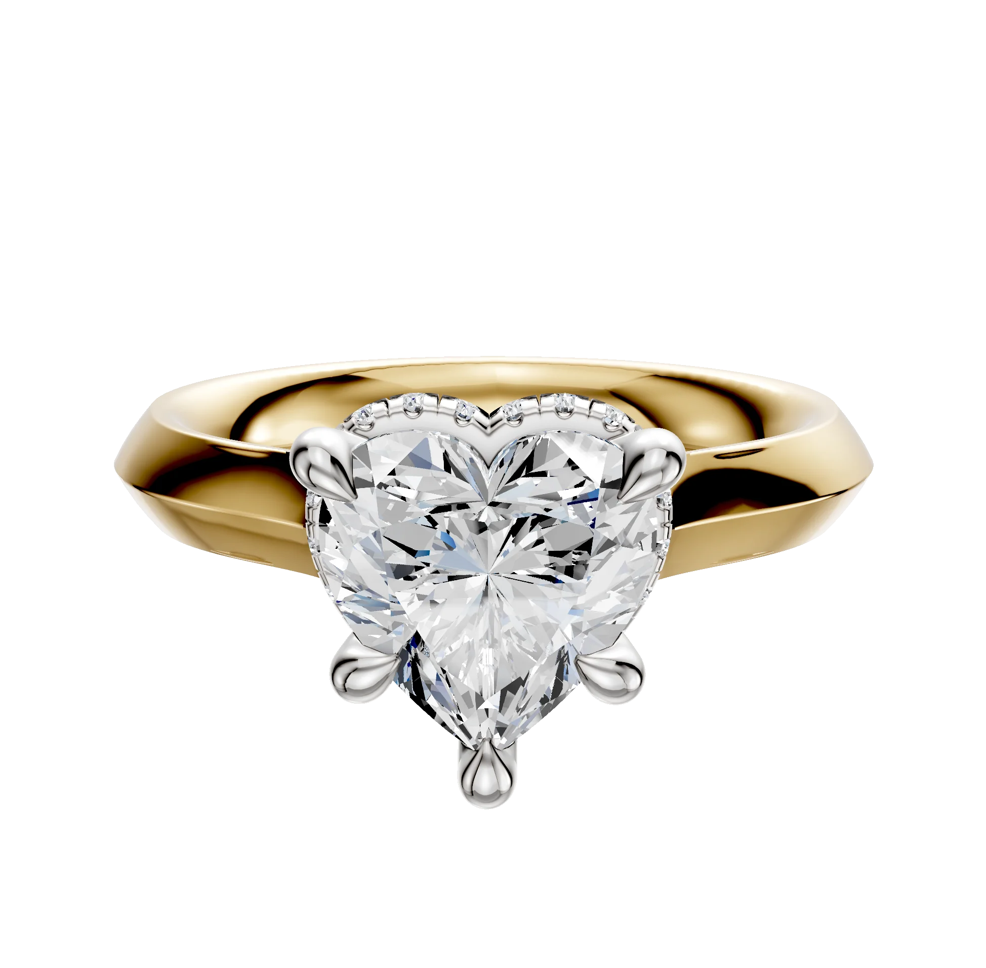 18K Two Tone 4 Prong Collar Cathedral Knife Edge 3.0mm Engagement Ring