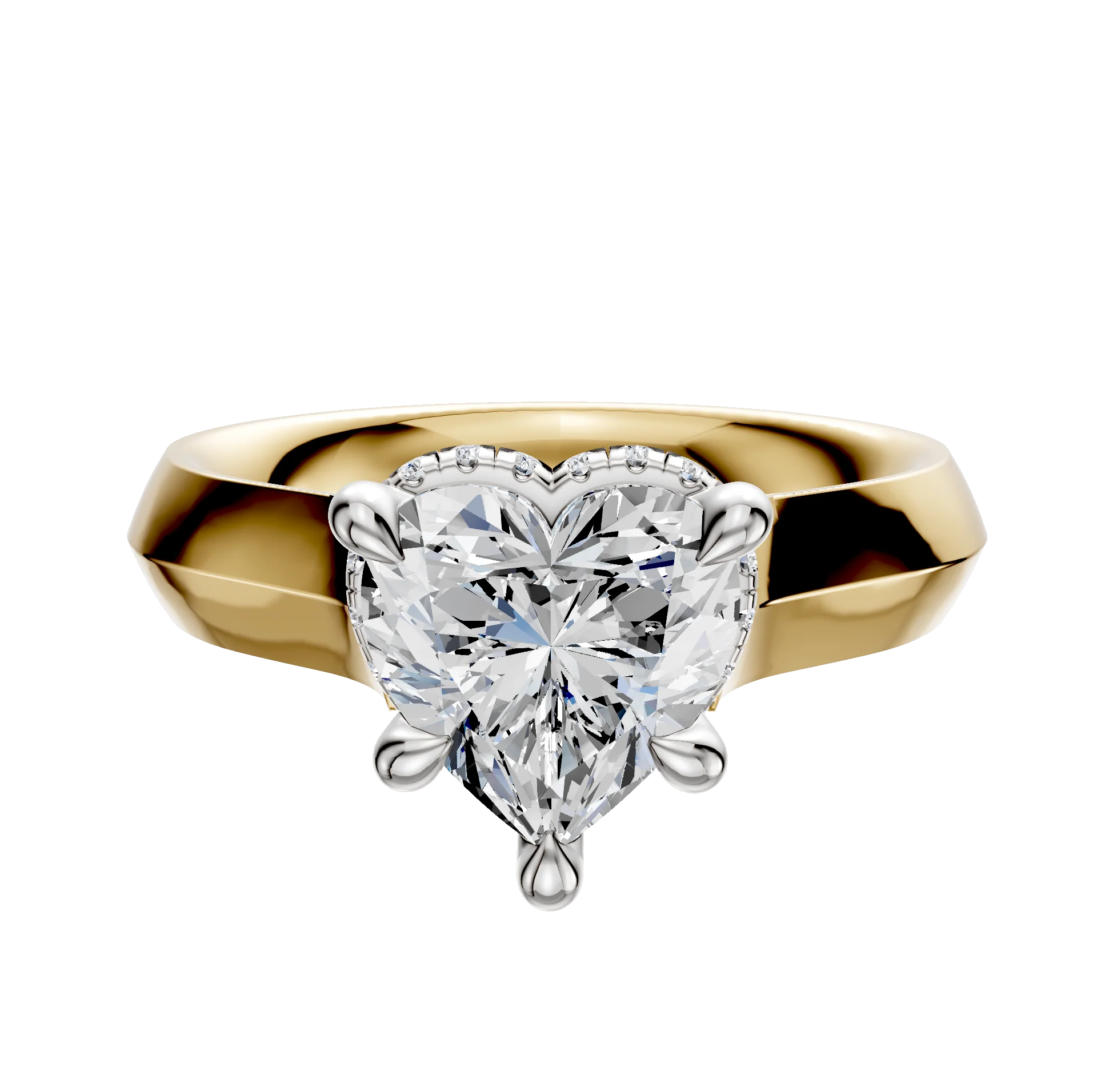 18K Two Tone 4 Prong Collar Cathedral Knife Edge 4.0mm Engagement Ring