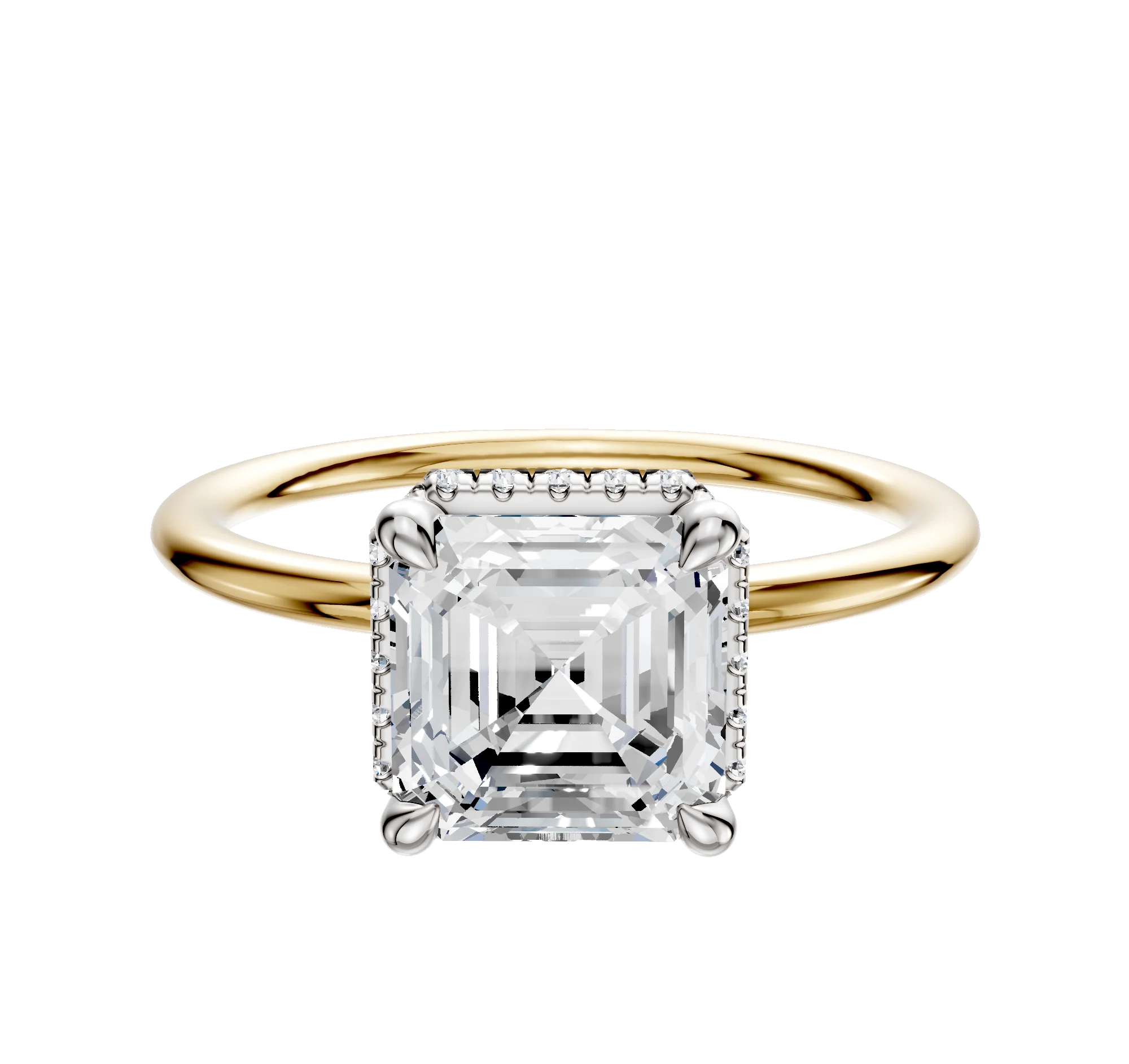 18K Two Tone 4 Prong Collar Classic Dome 1.5mm Engagement Ring