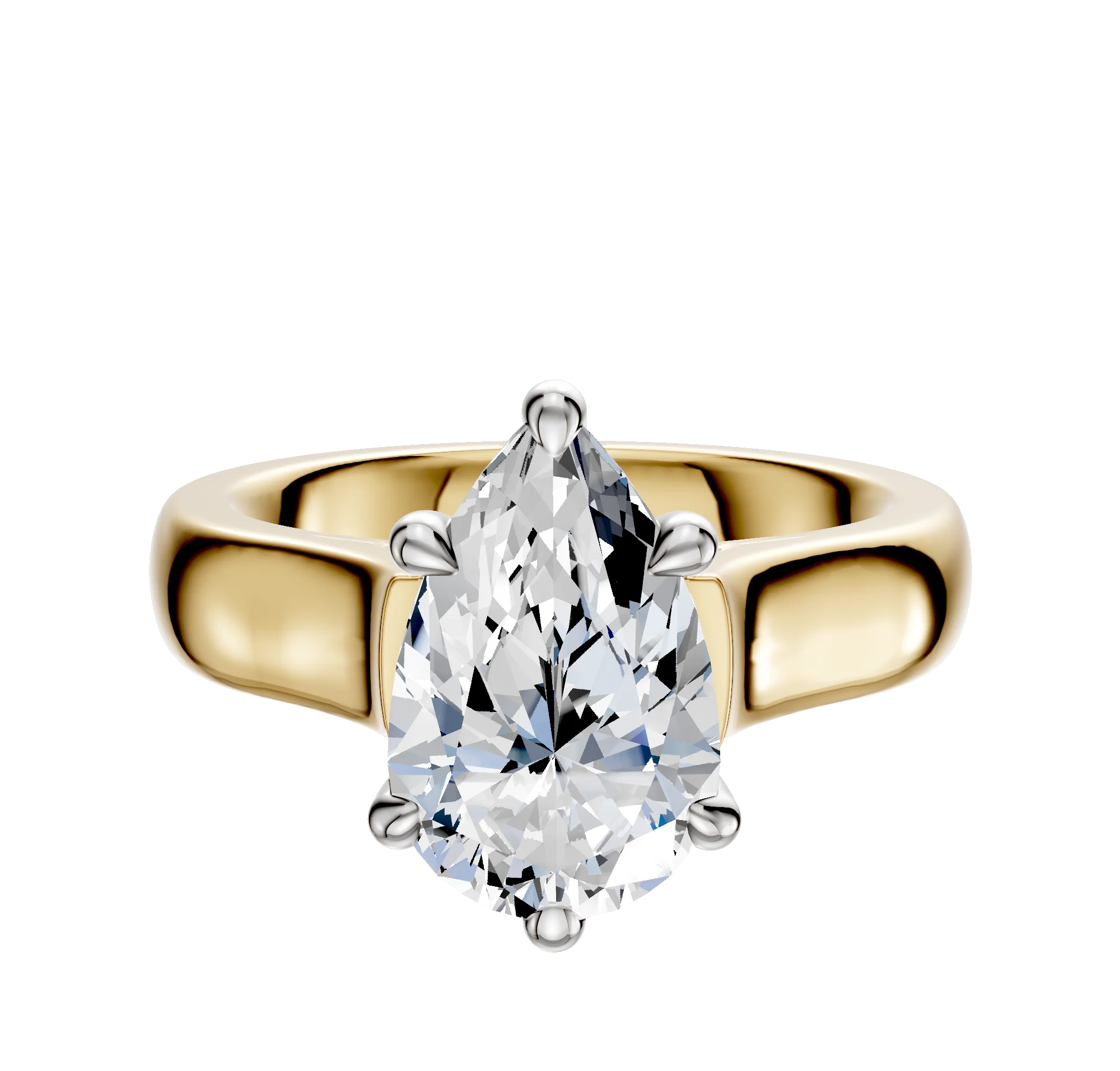 18K Two Tone 6 Prong Basket Cathedral Dome 4.0mm Engagement Ring