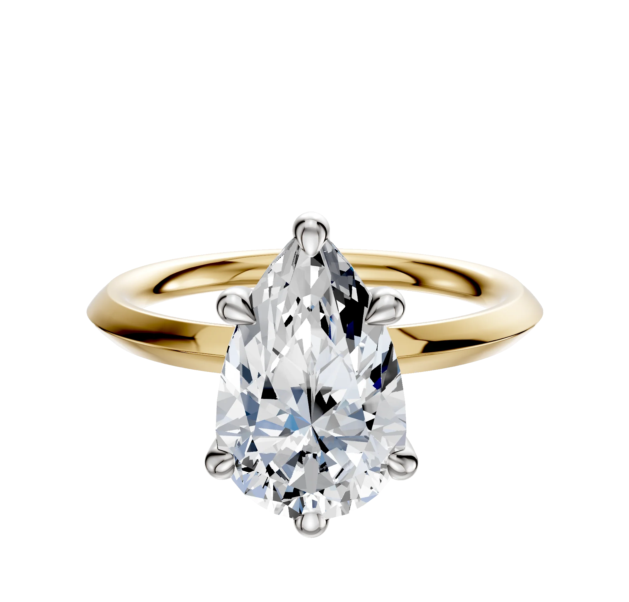 18K Two Tone 6 Prong Basket Classic Knife Edge 2.0mm Engagement Ring