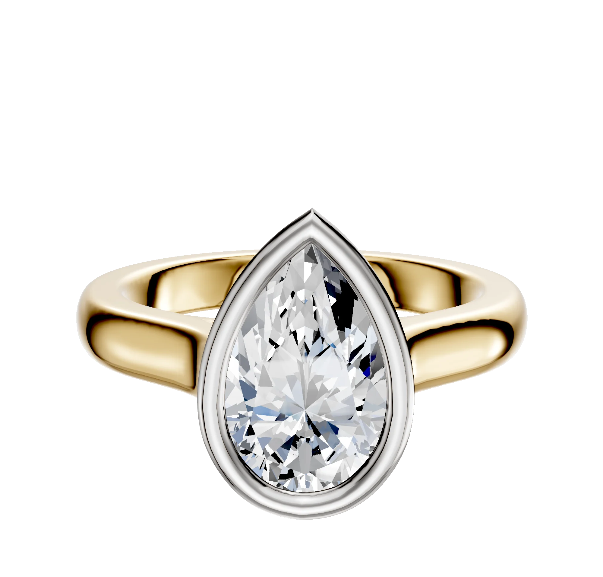 18K Two Tone Bezel Full Bezel East/West Cathedral Dome 3.0mm Engagement Ring