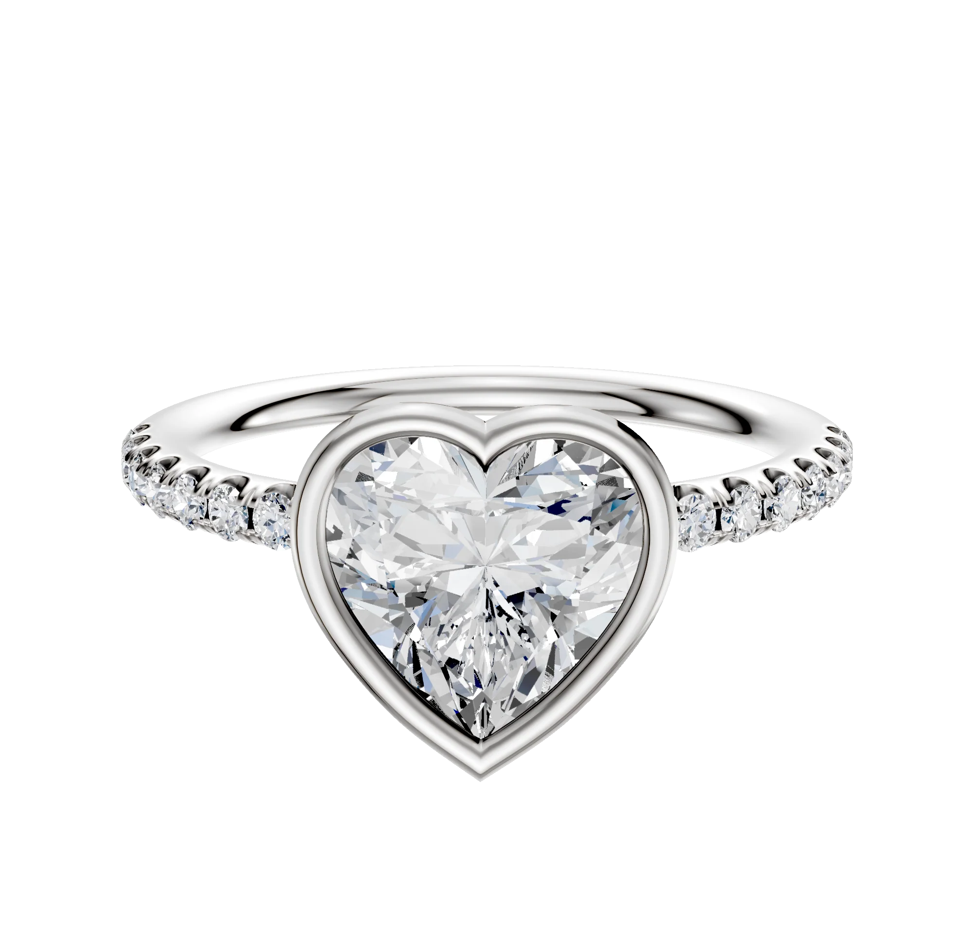 18K Two Tone Bezel Full Bezel East/West Classic Dome 1-Row-Pave 2.5mm Engagement Ring