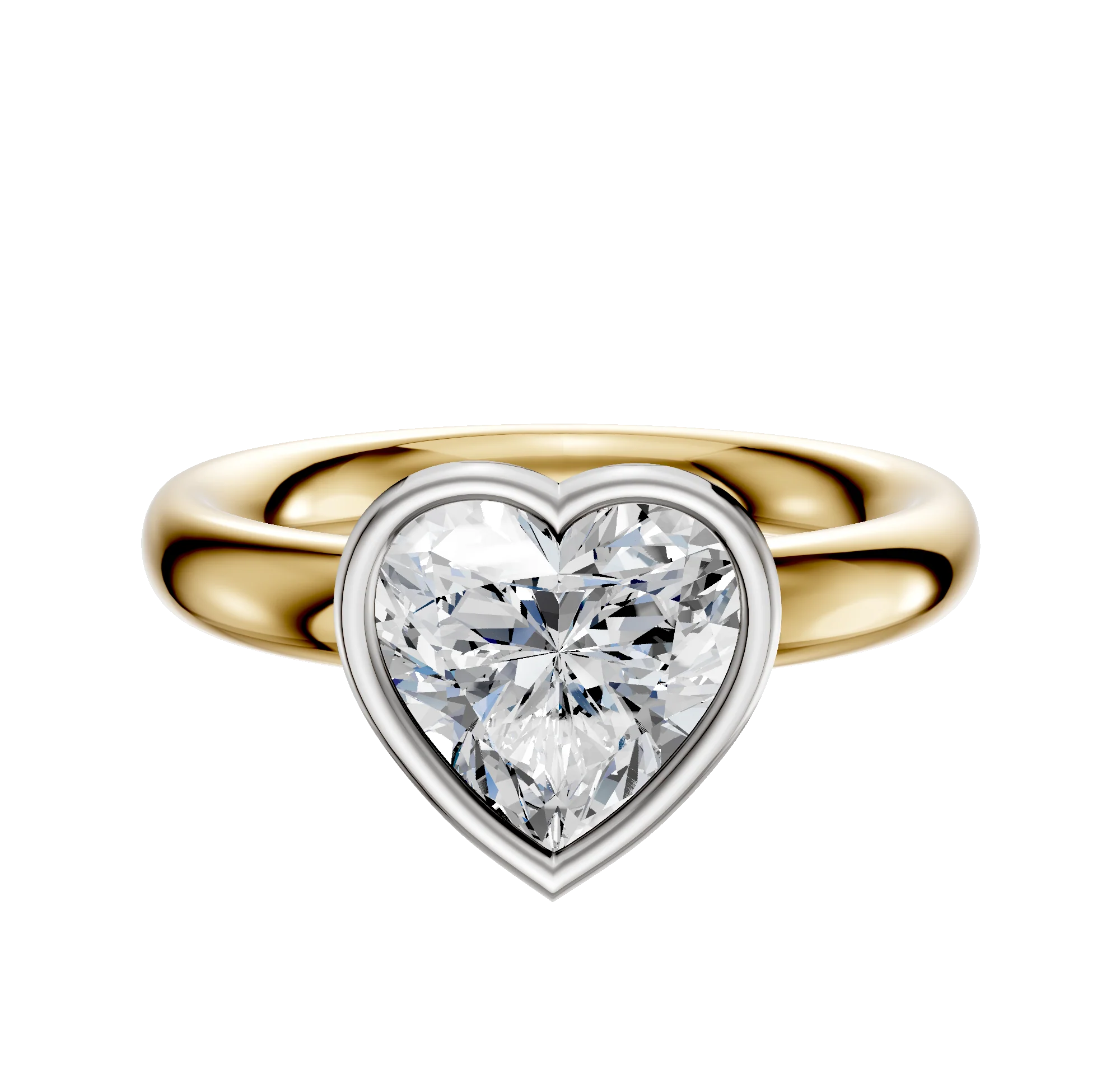 18K Two Tone Bezel Full Bezel East/West Classic Dome 3.0mm Engagement Ring