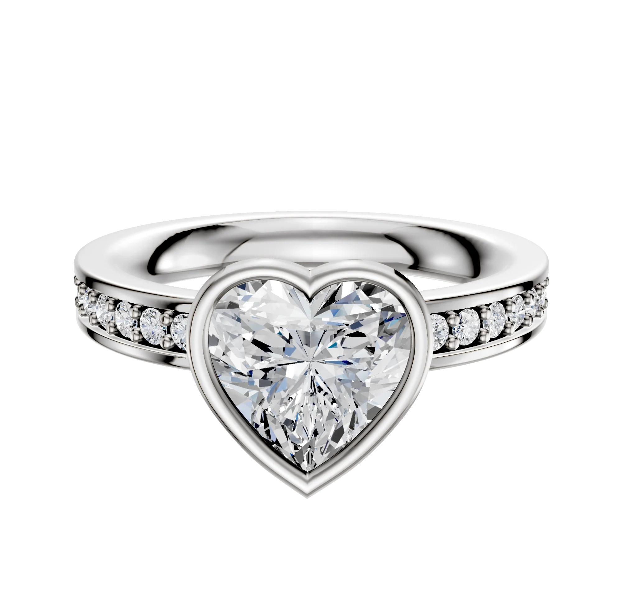 18K Two Tone Bezel Full Bezel East/West Classic Flat 1-Row-Pave 2.5mm Engagement Ring