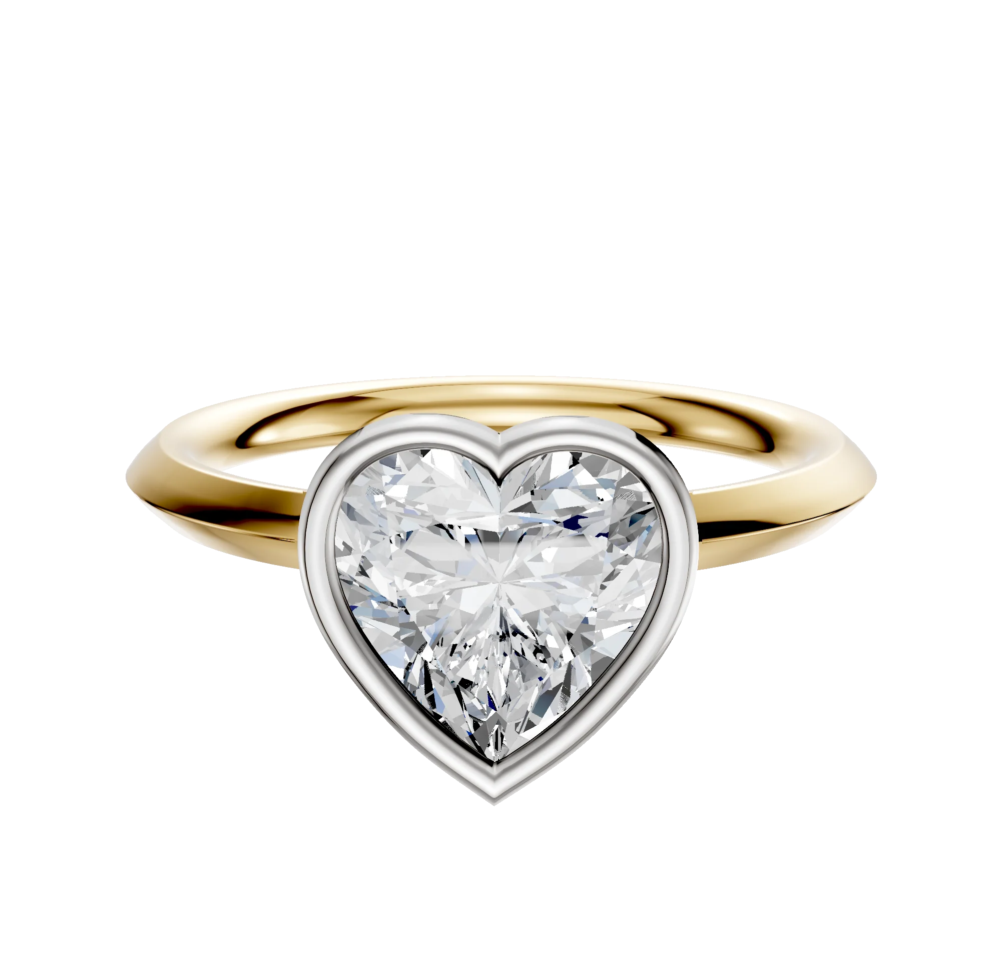 18K Two Tone Bezel Full Bezel East/West Classic Knife Edge 2.0mm Engagement Ring