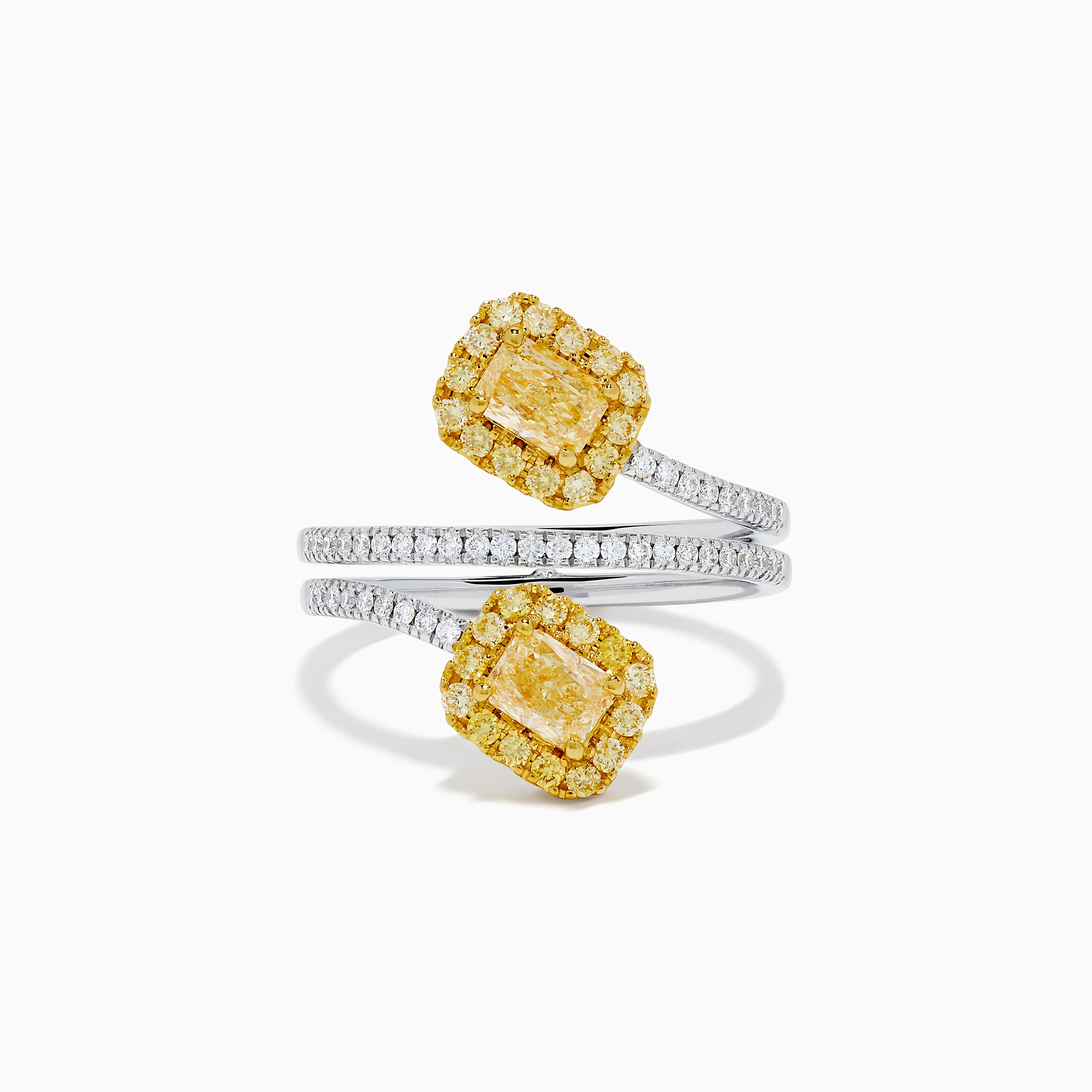 18K Two-Tone Gold Yellow and White Diamond Wrap Bypass Ring