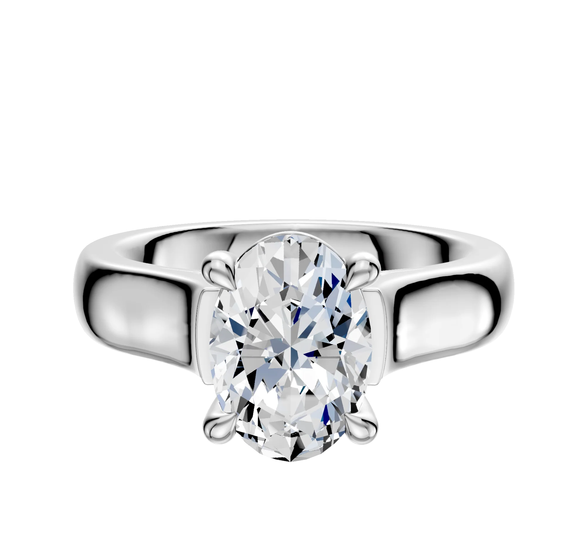 18K White Gold 4 Prong Basket Cathedral Dome 4.0mm Engagement Ring