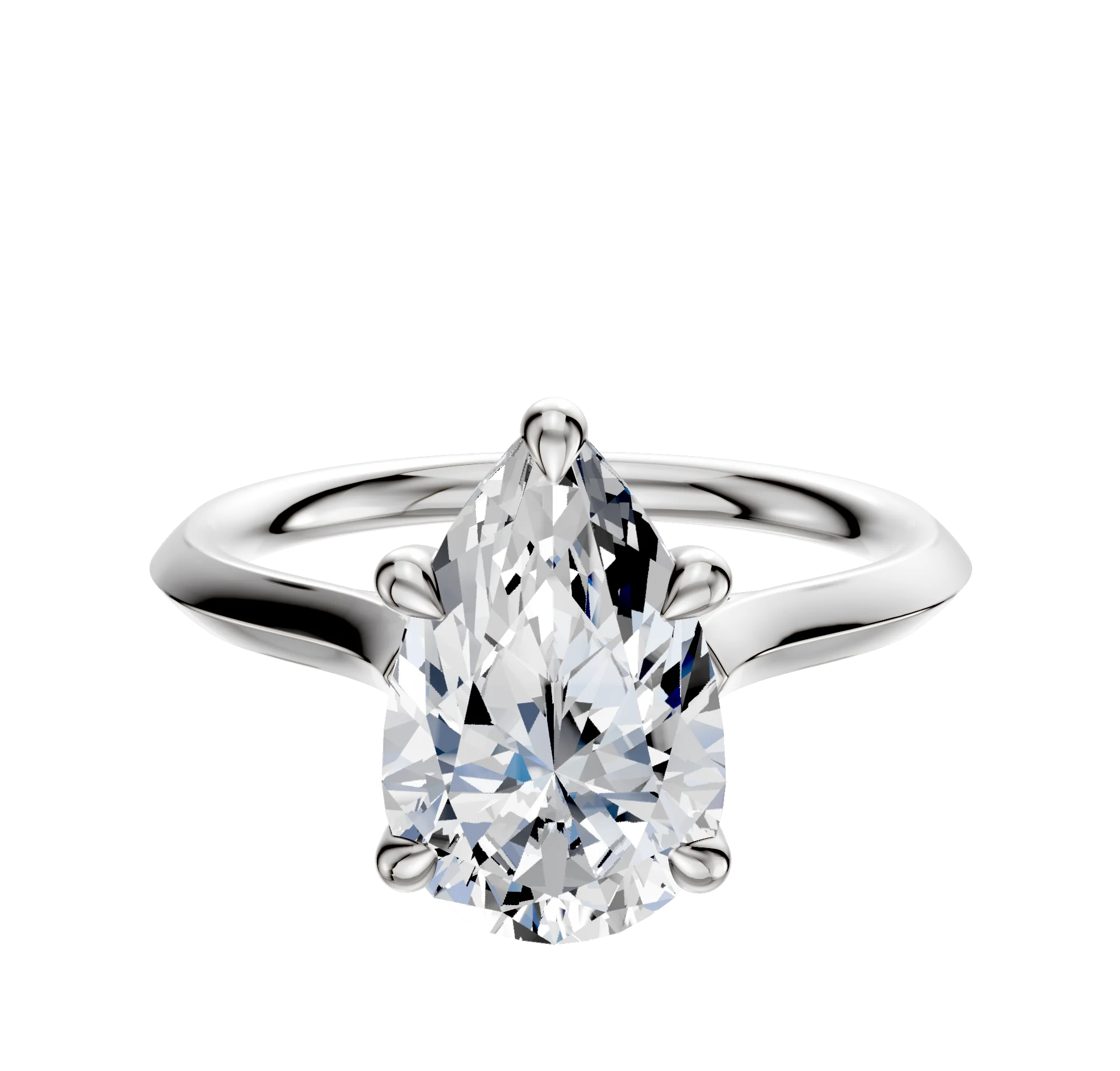18K White Gold 4 Prong Basket Cathedral Knife Edge 2.0mm Engagement Ring