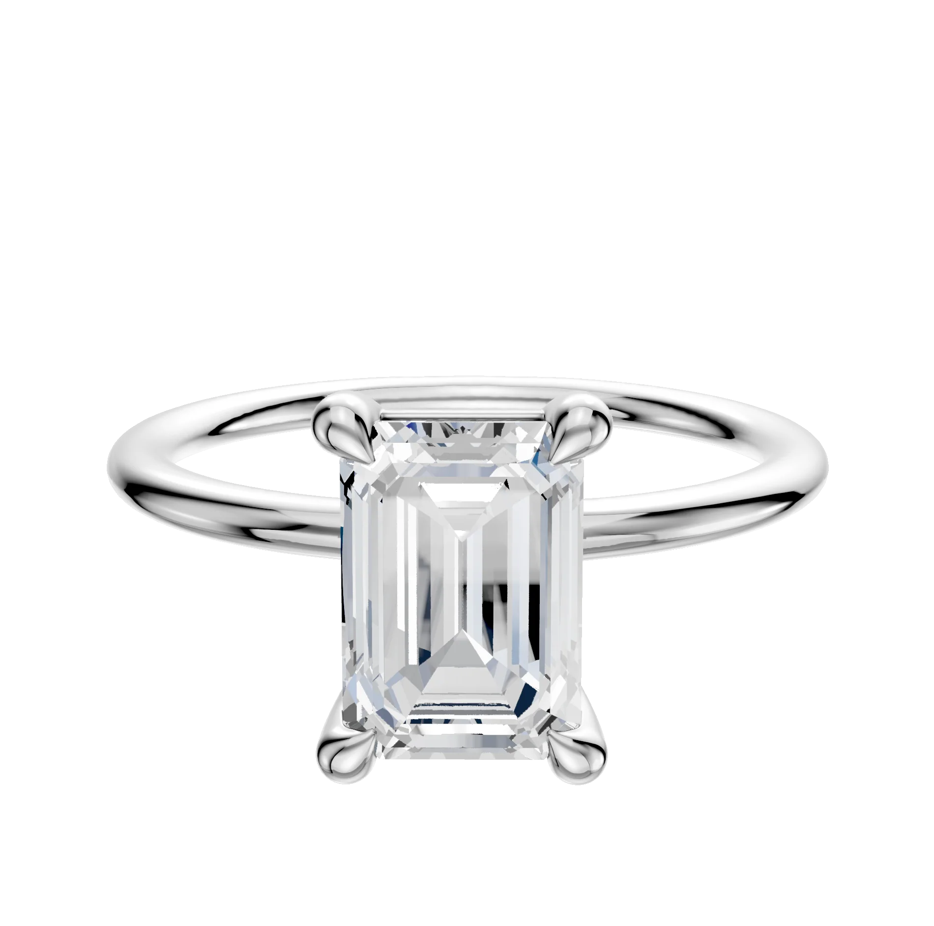 18K White Gold 4 Prong Basket Classic Dome 1.5mm Engagement Ring