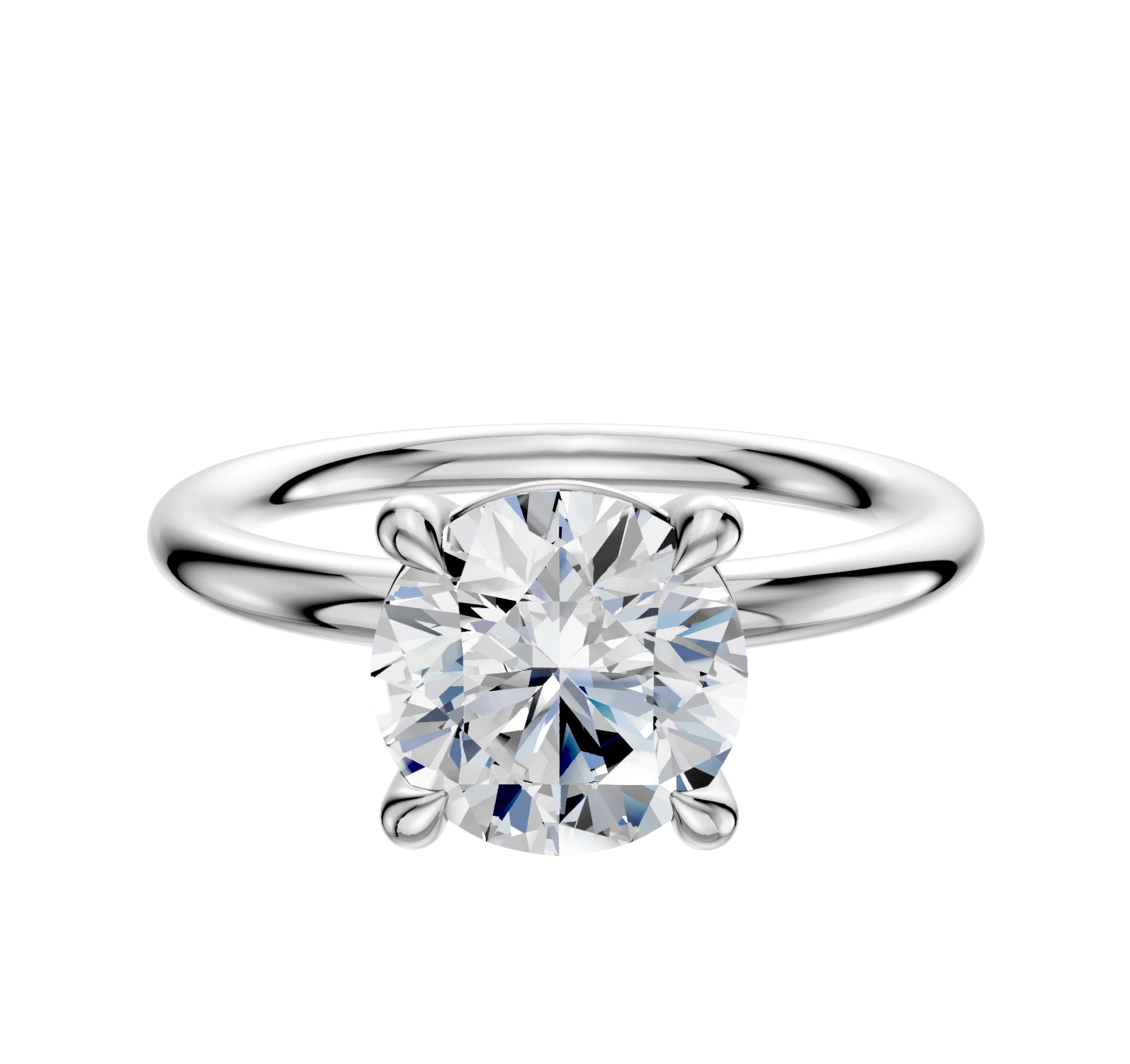 18K White Gold 4 Prong Basket Classic Dome 2.0mm Engagement Ring