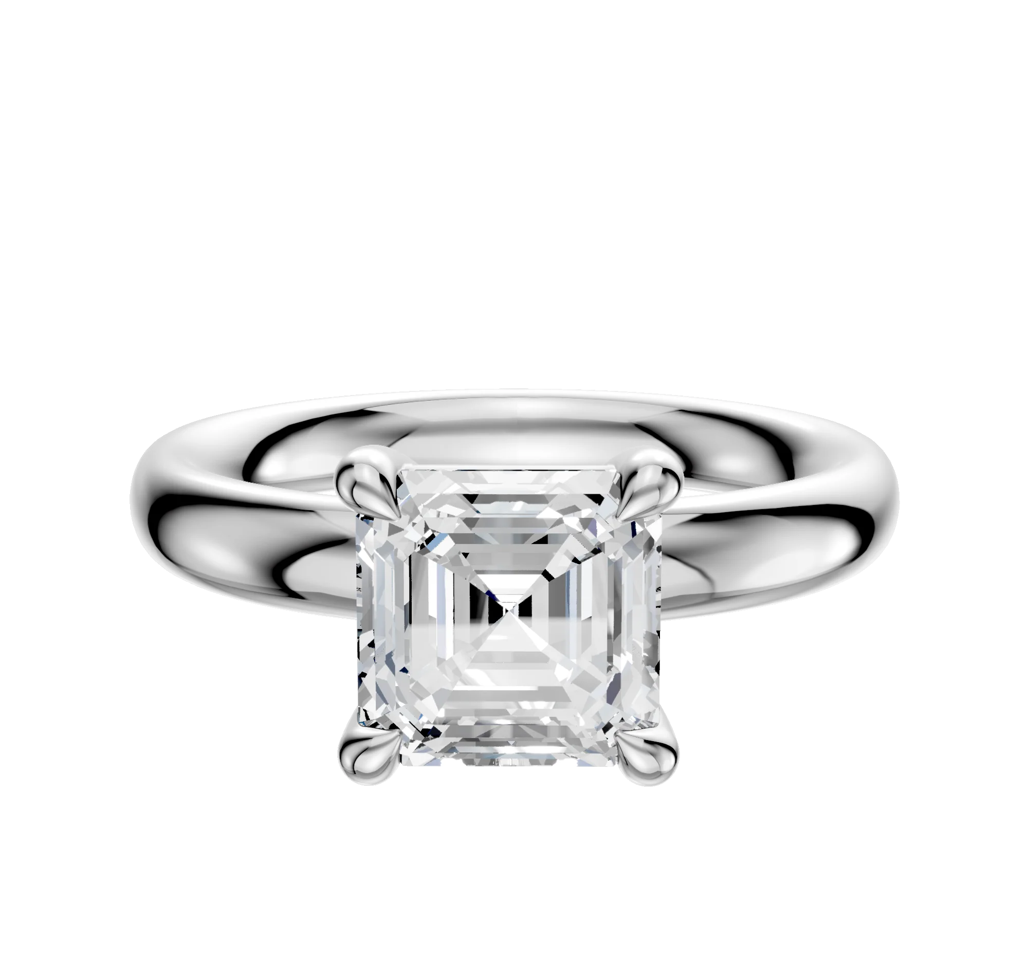 18K White Gold 4 Prong Basket Classic Dome 3.0mm Engagement Ring