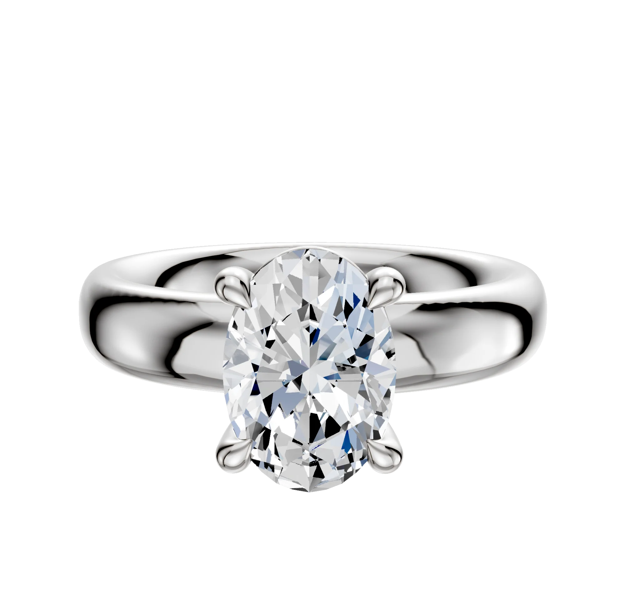 18K White Gold 4 Prong Basket Classic Dome 4.0mm Engagement Ring