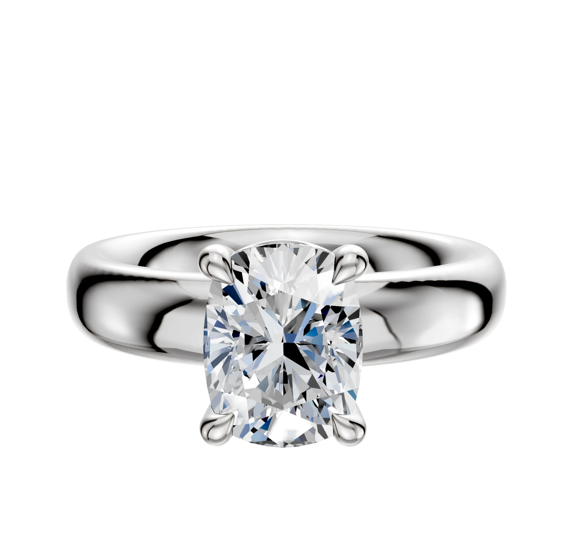 18K White Gold 4 Prong Basket Classic Dome 4.0mm Engagement Ring