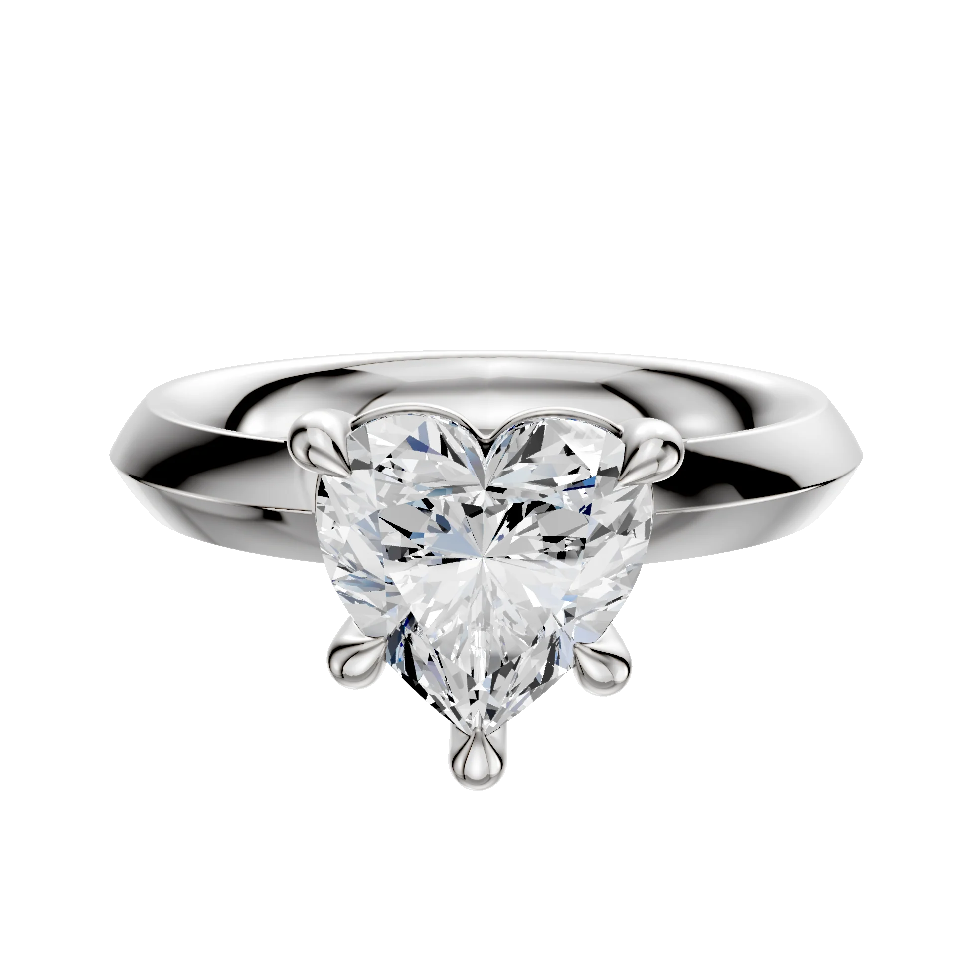 18K White Gold 4 Prong Basket Classic Knife Edge 3.0mm Engagement Ring