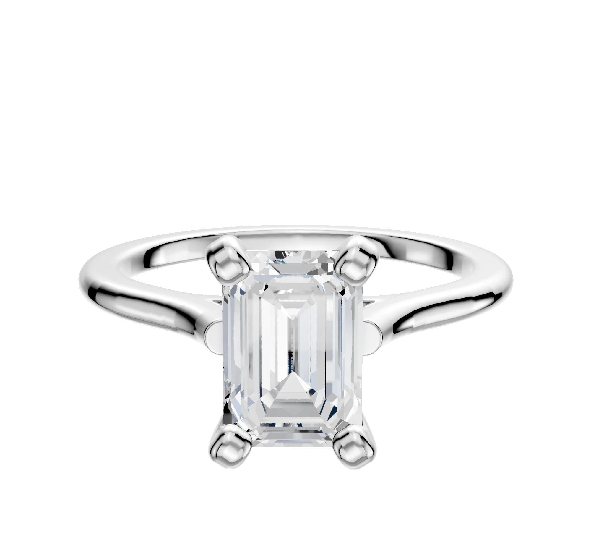 18K White Gold 4 Prong Cathedral Dome 1.5mm Engagement Ring