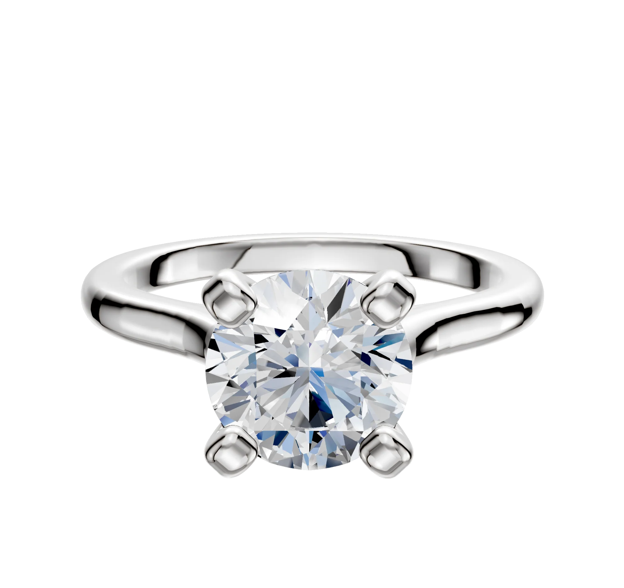 18K White Gold 4 Prong Cathedral Dome 2.0mm Engagement Ring