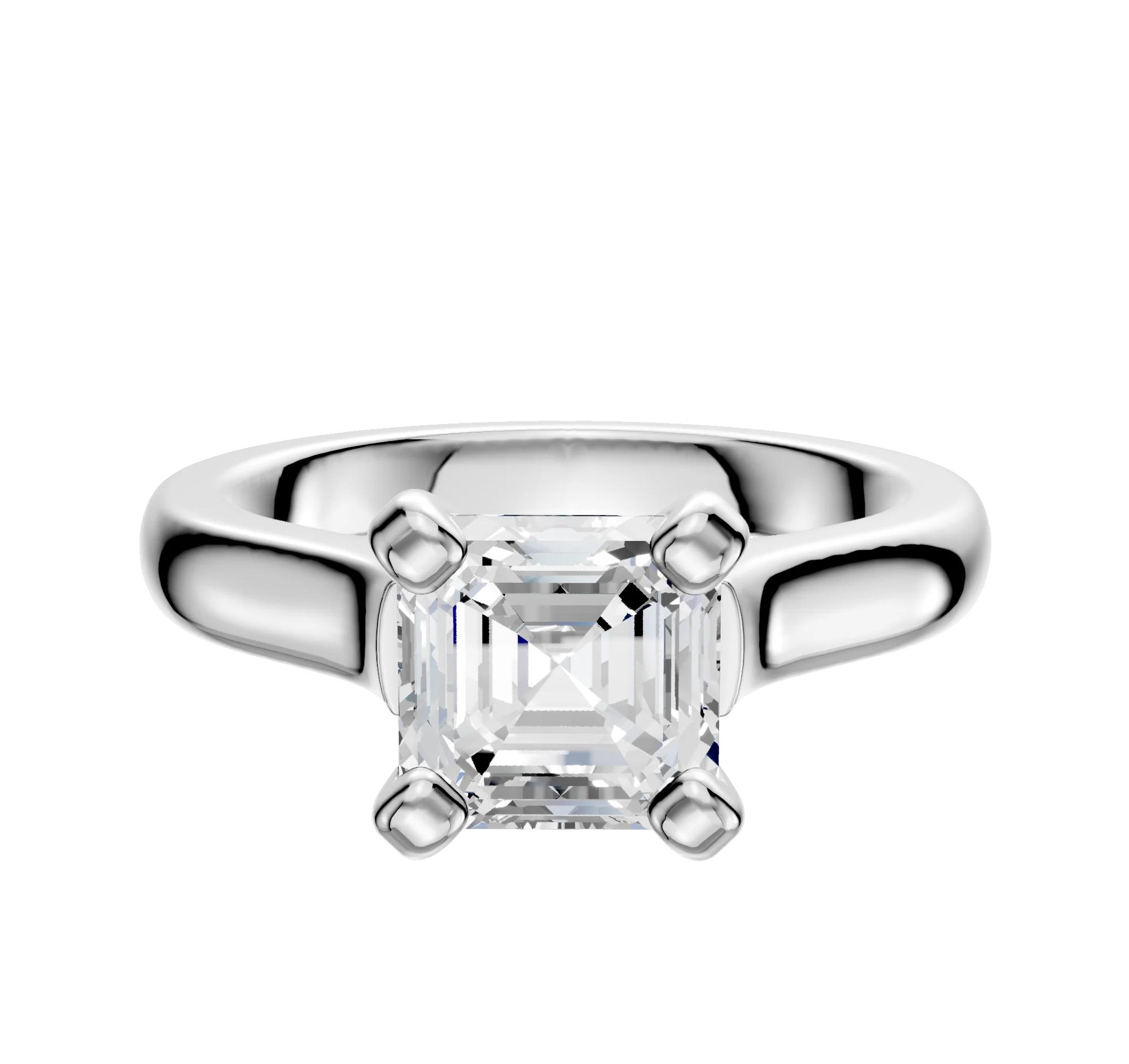 18K White Gold 4 Prong Cathedral Dome 3.0mm Engagement Ring