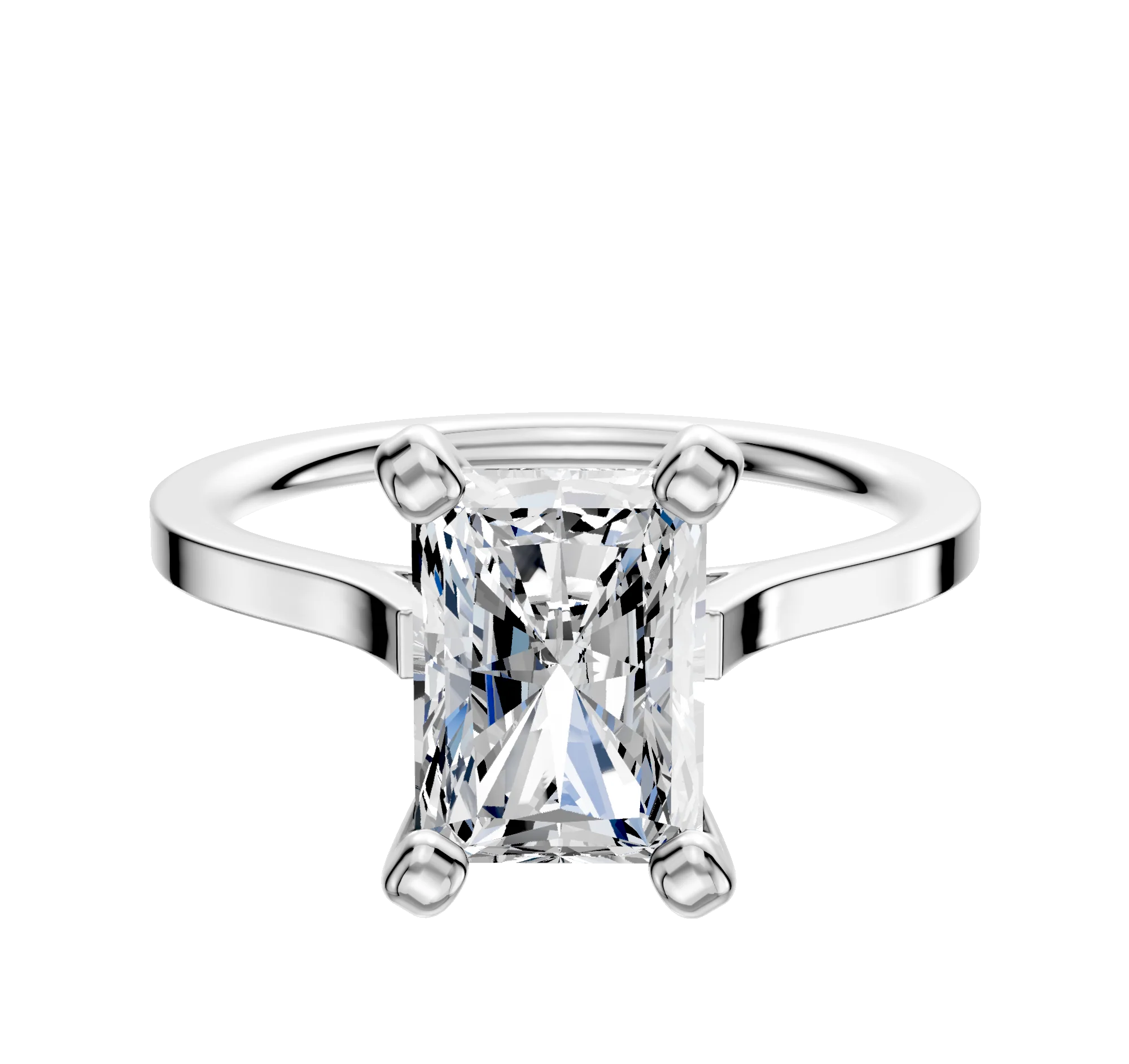 18K White Gold 4 Prong Cathedral Flat 1.5mm Engagement Ring