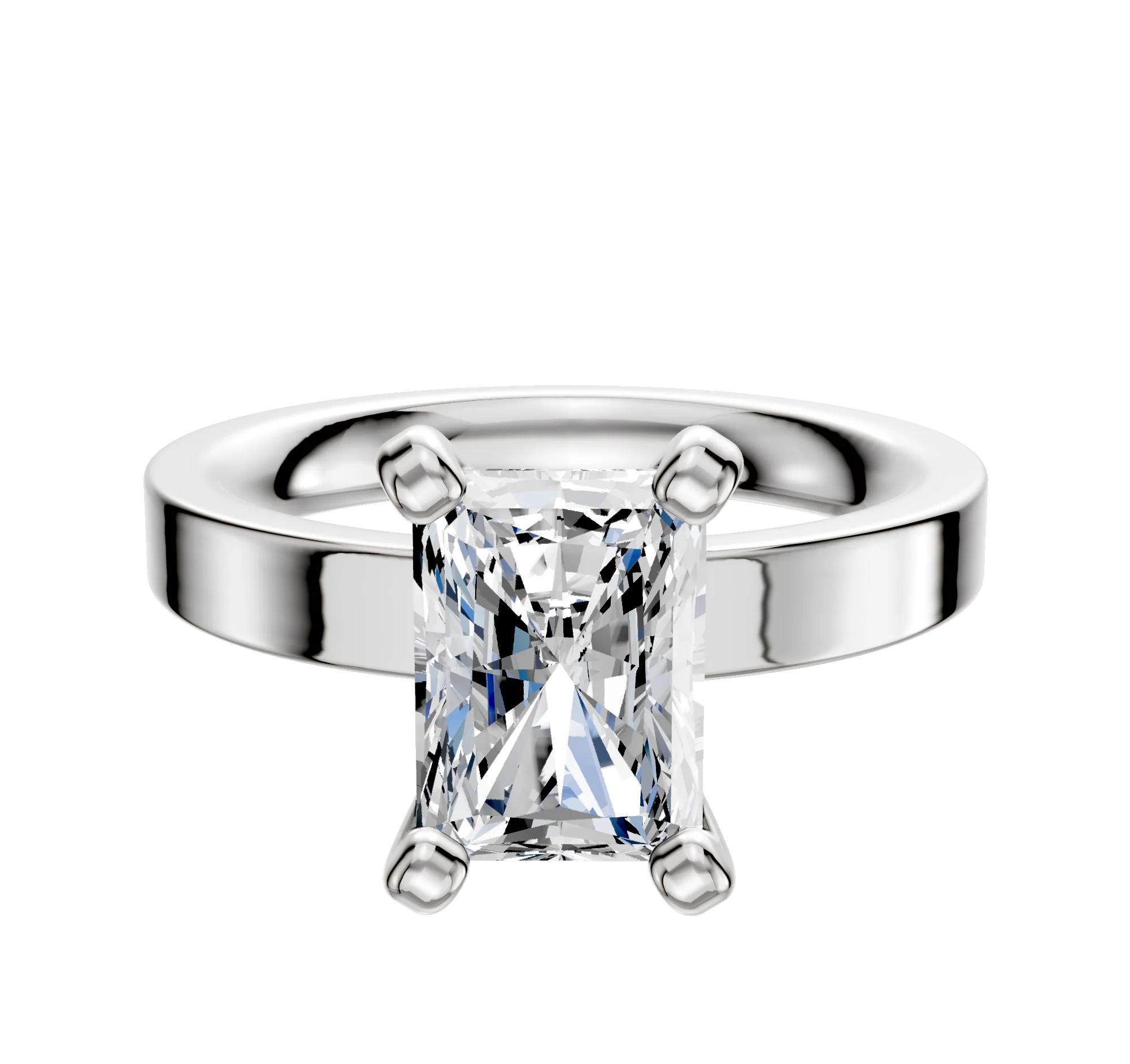 18K White Gold 4 Prong Classic Flat 3.0mm Engagement Ring