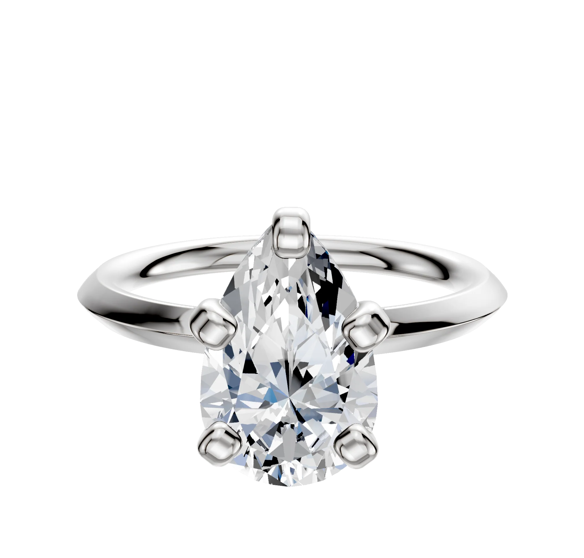18K White Gold 4 Prong Classic Knife Edge 2.0mm Engagement Ring