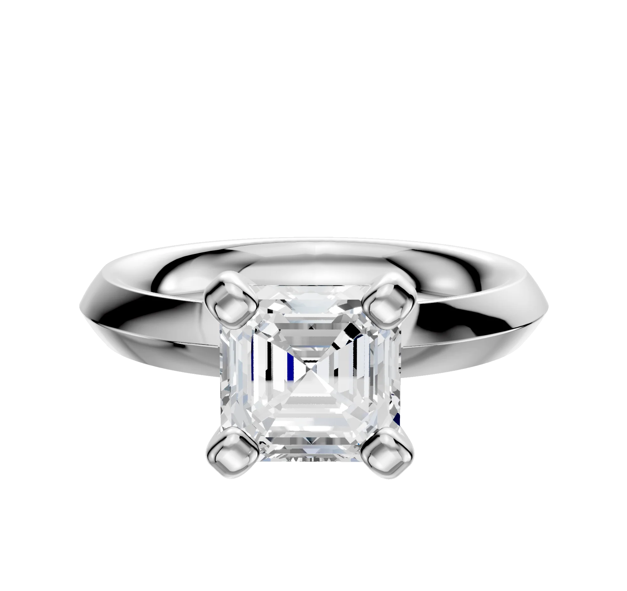 18K White Gold 4 Prong Classic Knife Edge 3.0mm Engagement Ring