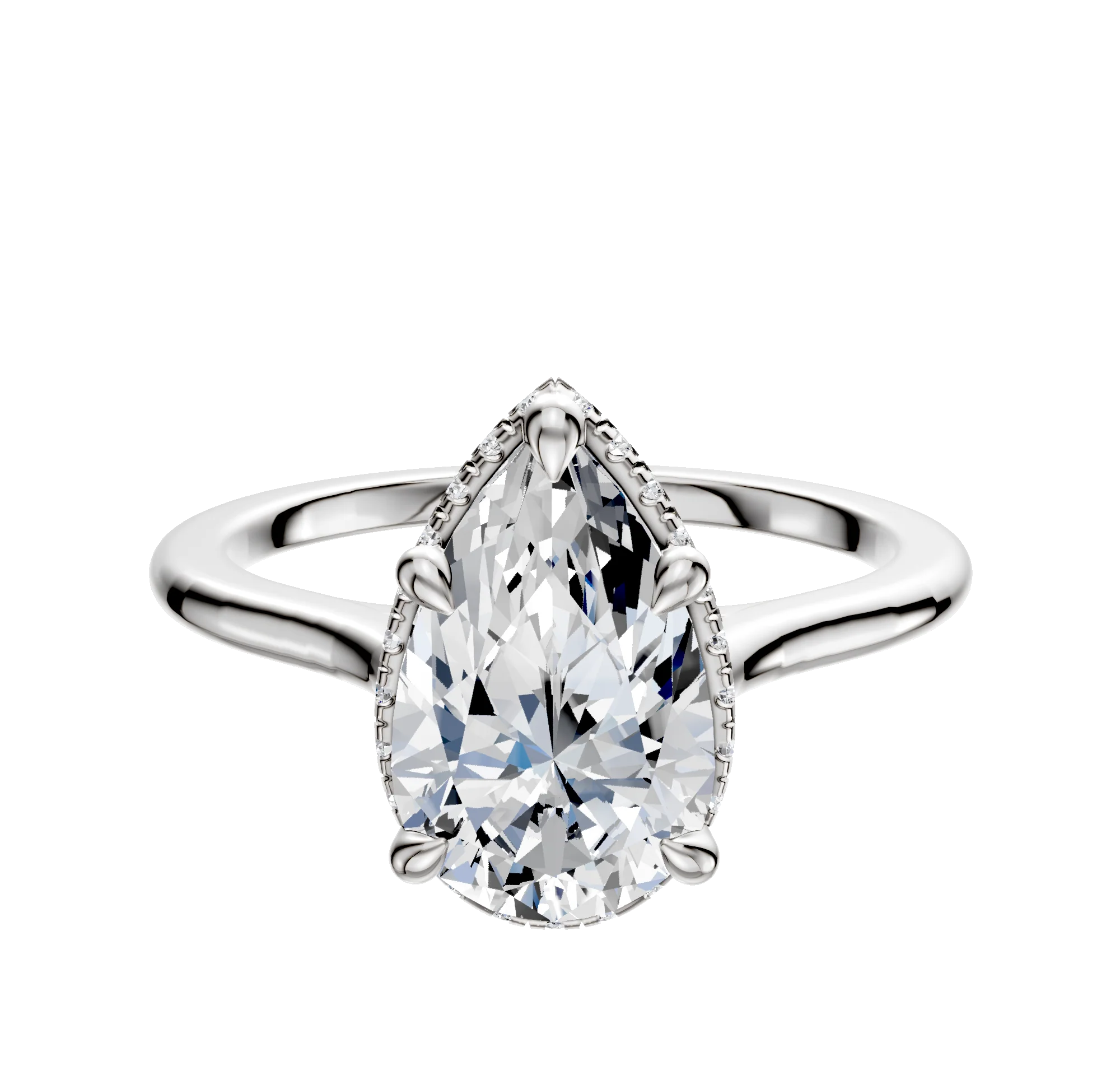 18K White Gold 4 Prong Collar Cathedral Dome 1.5mm Engagement Ring