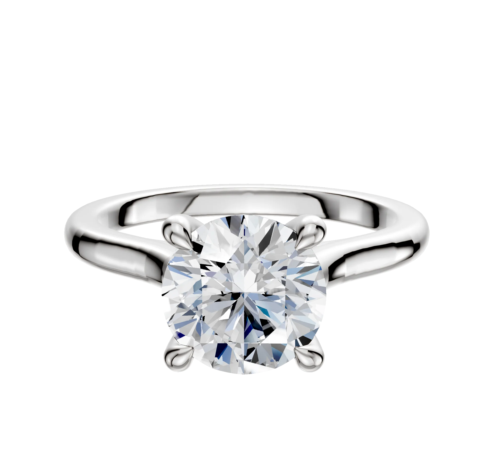 18K White Gold 4 Prong Hidden Halo Cathedral Dome 2.0mm Engagement Ring