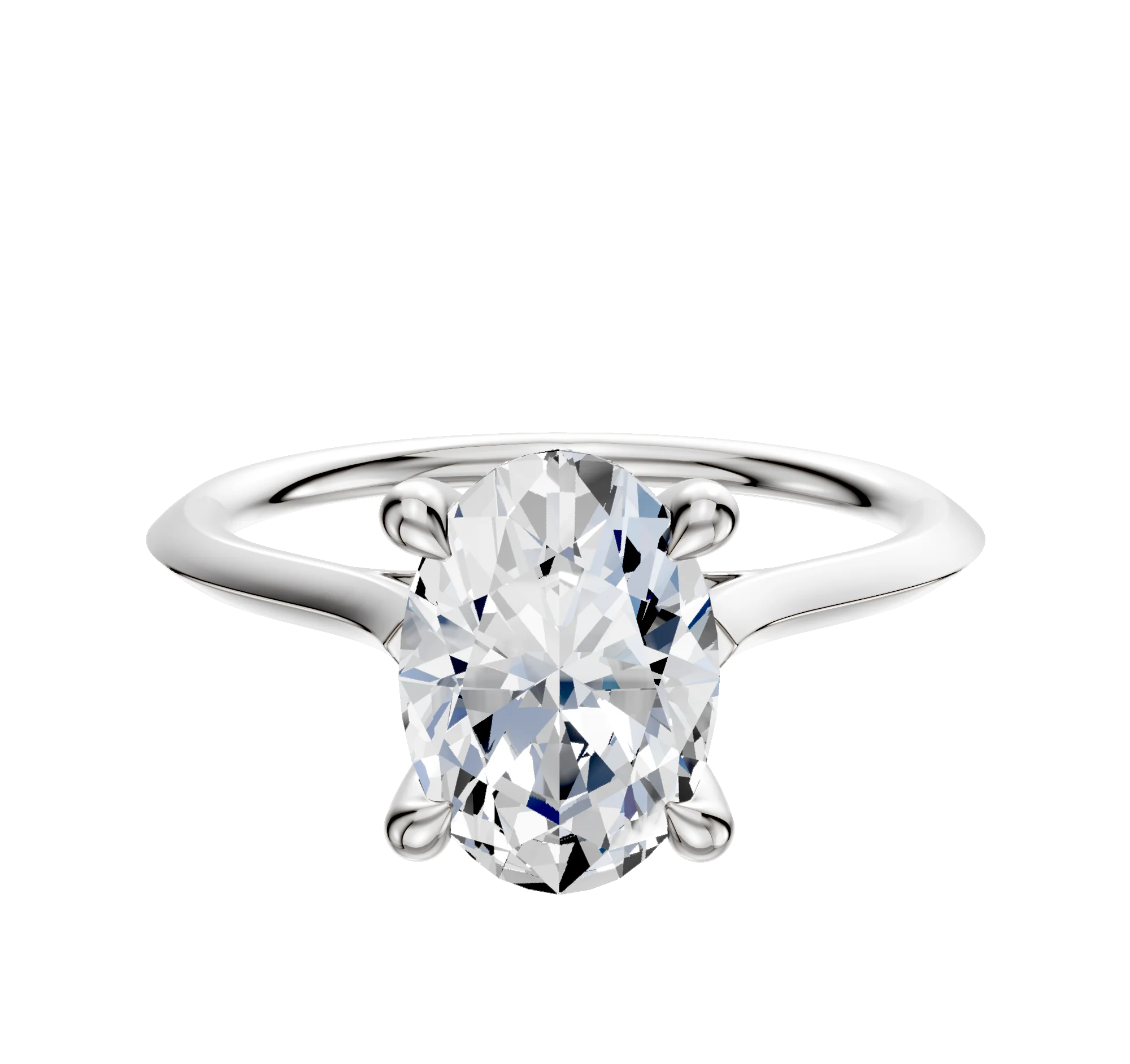 18K White Gold 4 Prong Hidden Halo Cathedral Knife Edge 1.5mm Engagement Ring