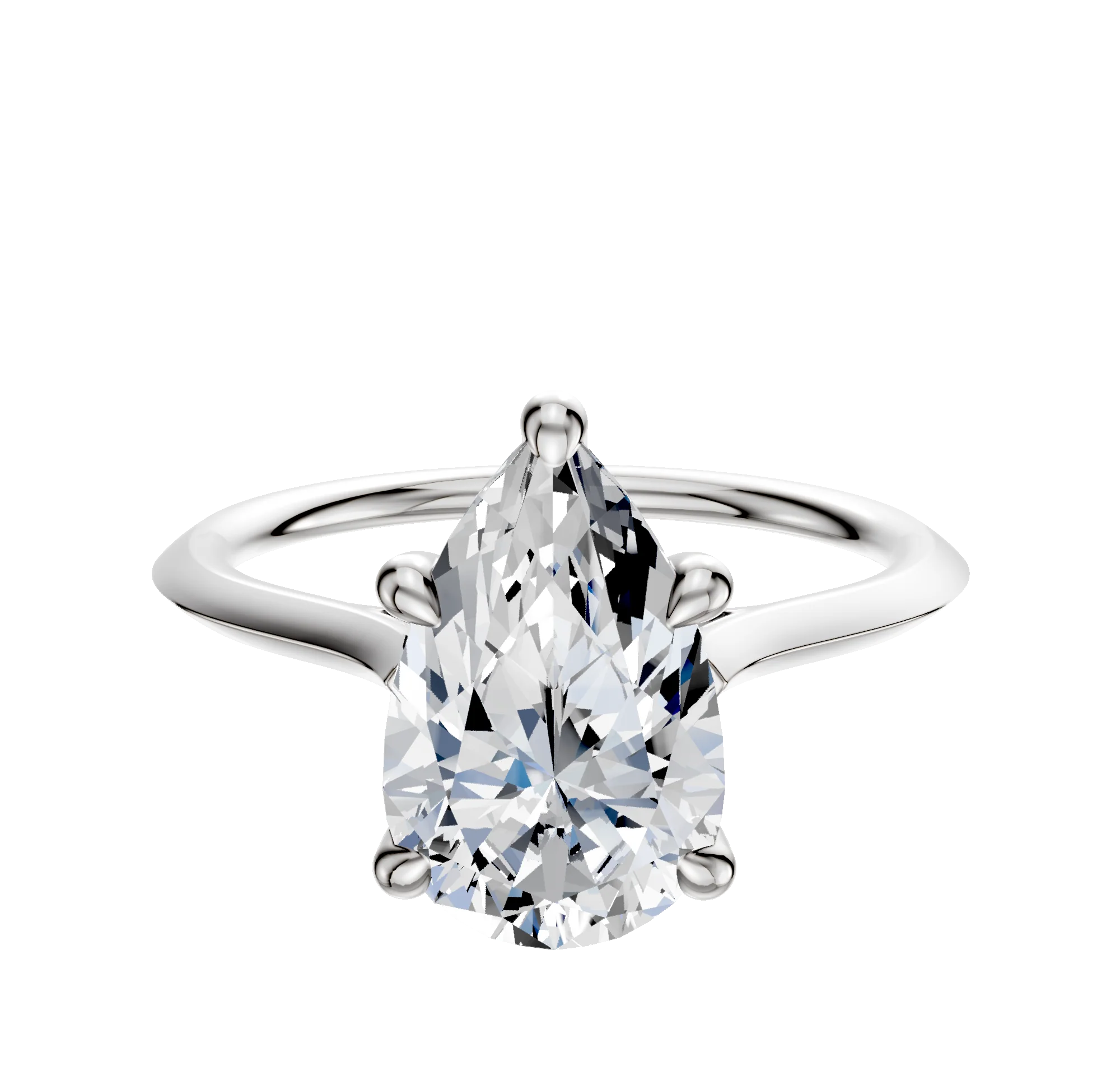 18K White Gold 4 Prong Hidden Halo Cathedral Knife Edge 1.5mm Engagement Ring