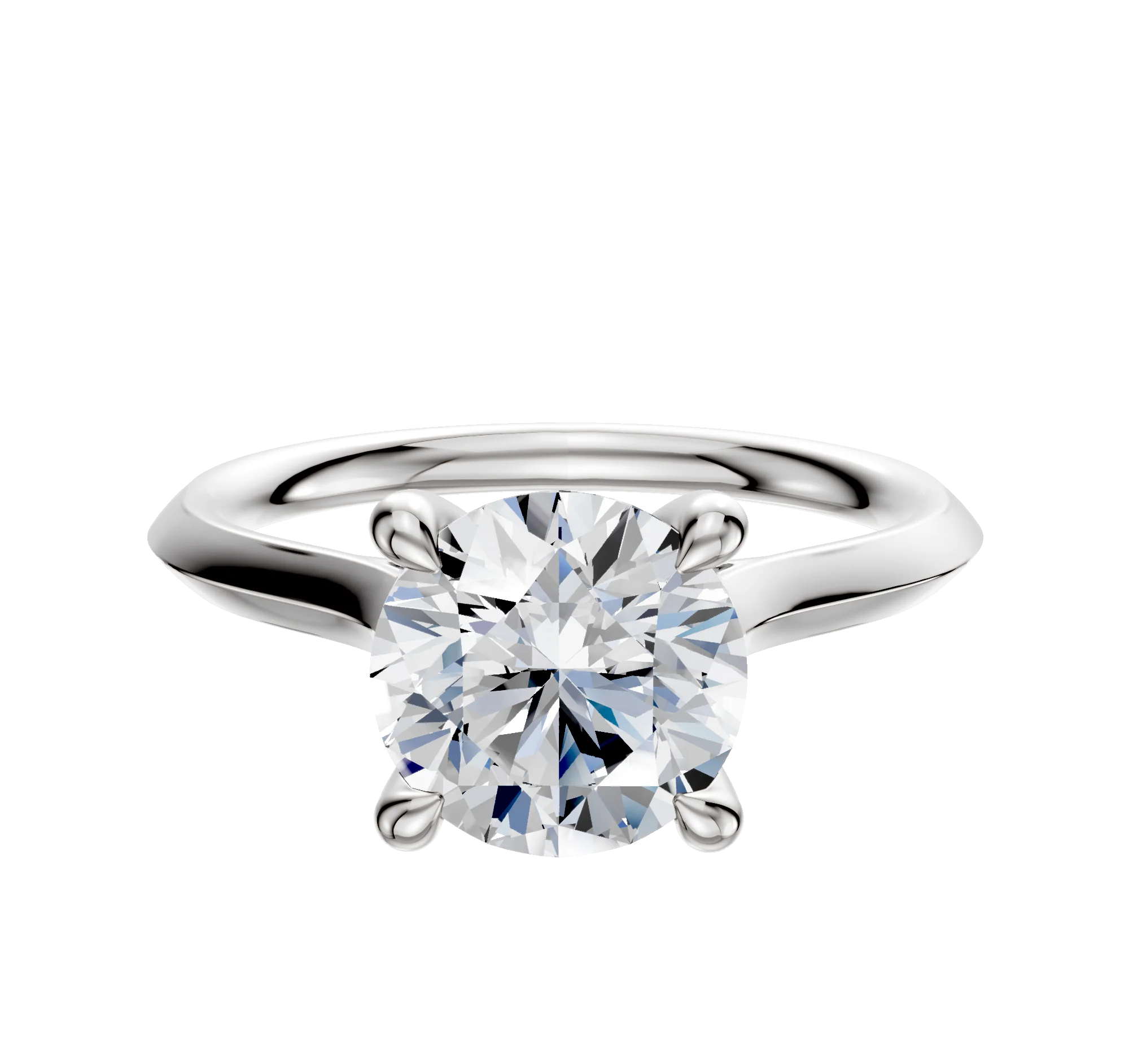 18K White Gold 4 Prong Hidden Halo Cathedral Knife Edge 2.0mm Engagement Ring