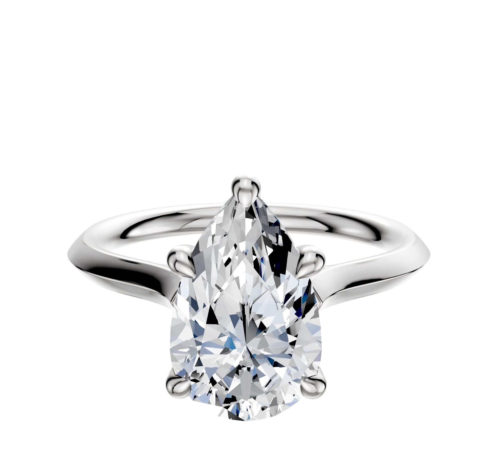 18K White Gold 4 Prong Hidden Halo Cathedral Knife Edge 2.0mm Engagement Ring