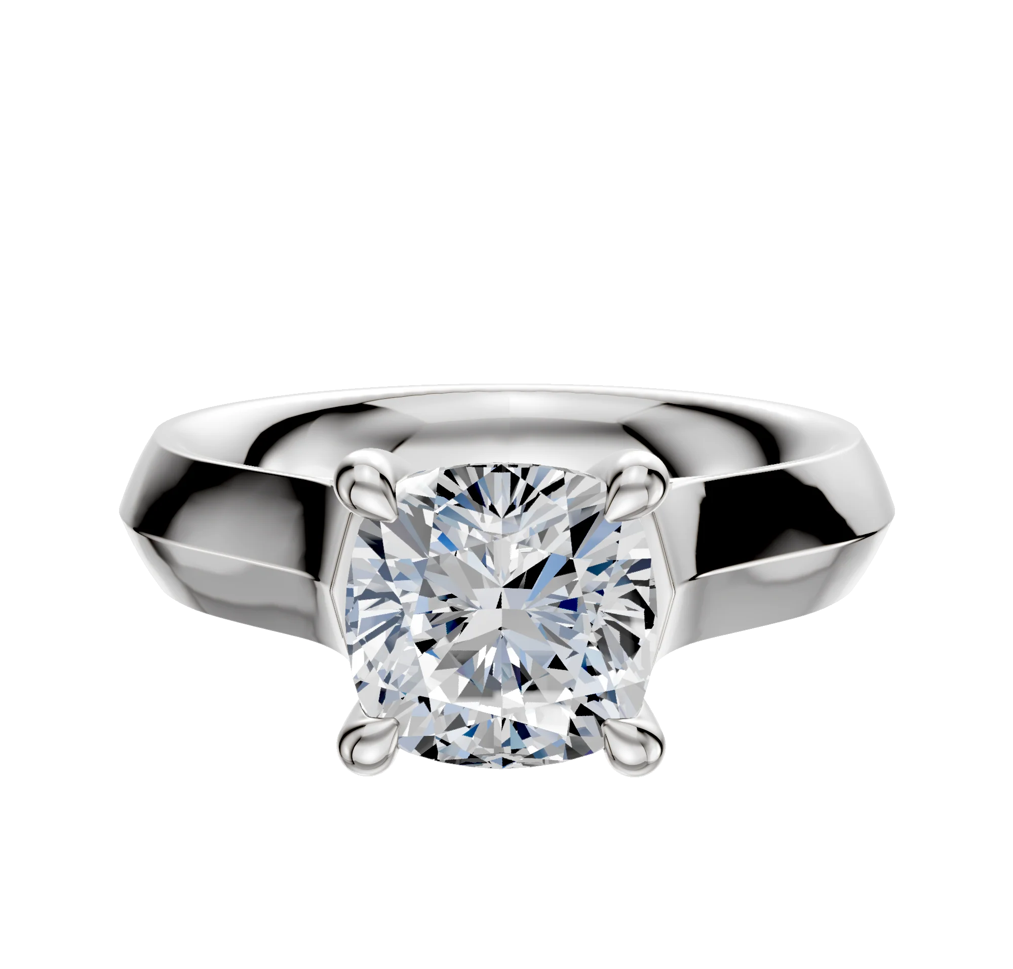 18K White Gold 4 Prong Hidden Halo Cathedral Knife Edge 4.0mm Engagement Ring